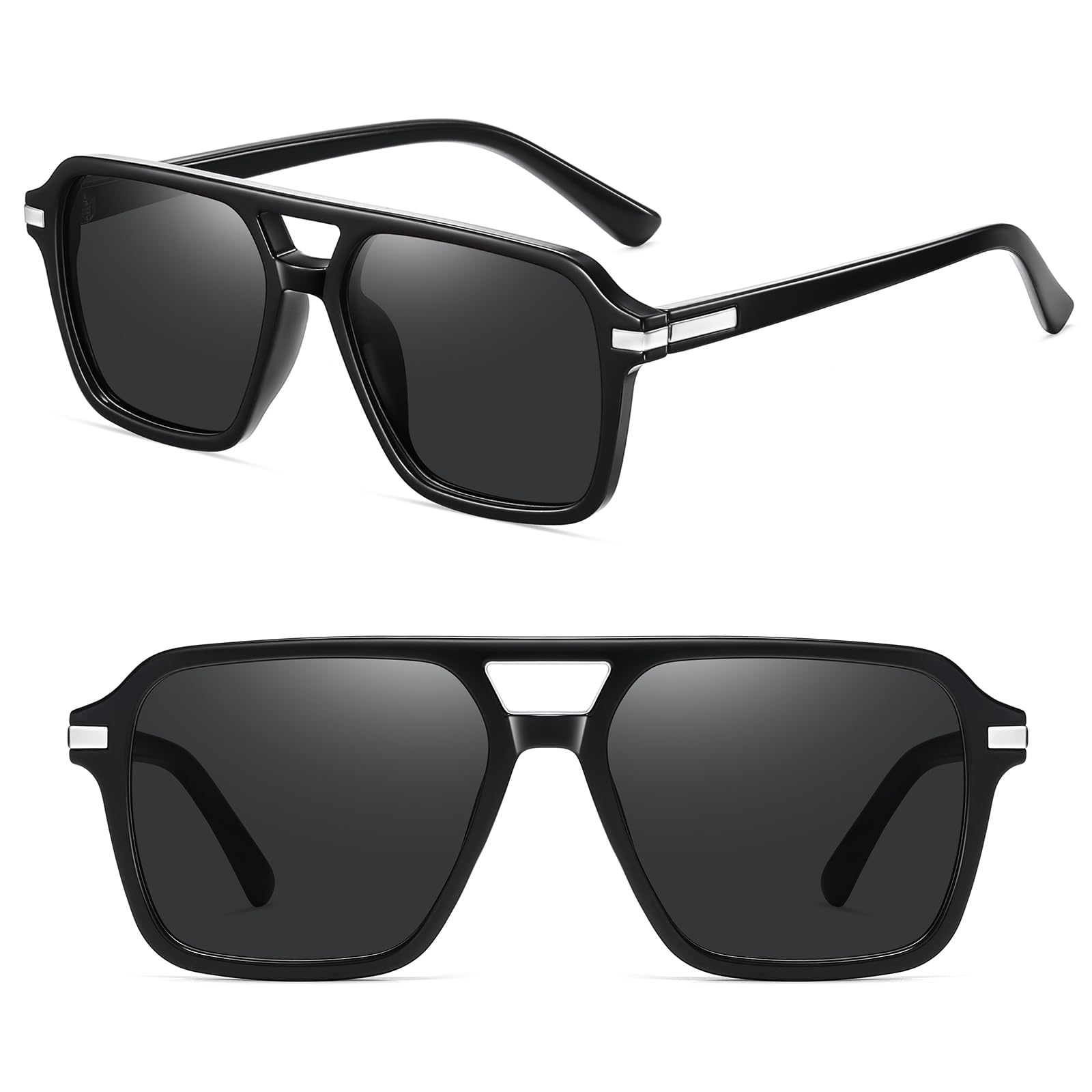 HAOLOTA Retro Aviator Sunglasses for Women and Men, Polarized Square Shades UV Protection SG3483