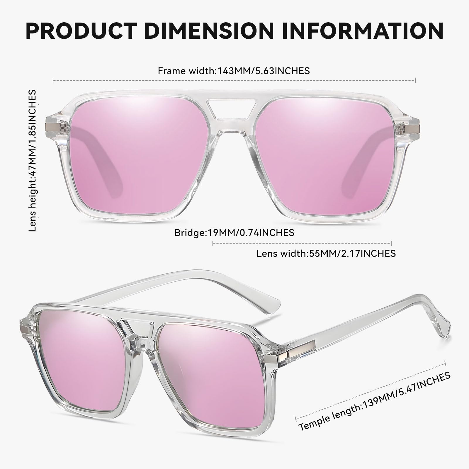 HAOLOTA Retro Aviator Sunglasses for Women and Men, Polarized Square Shades UV Protection SG3483