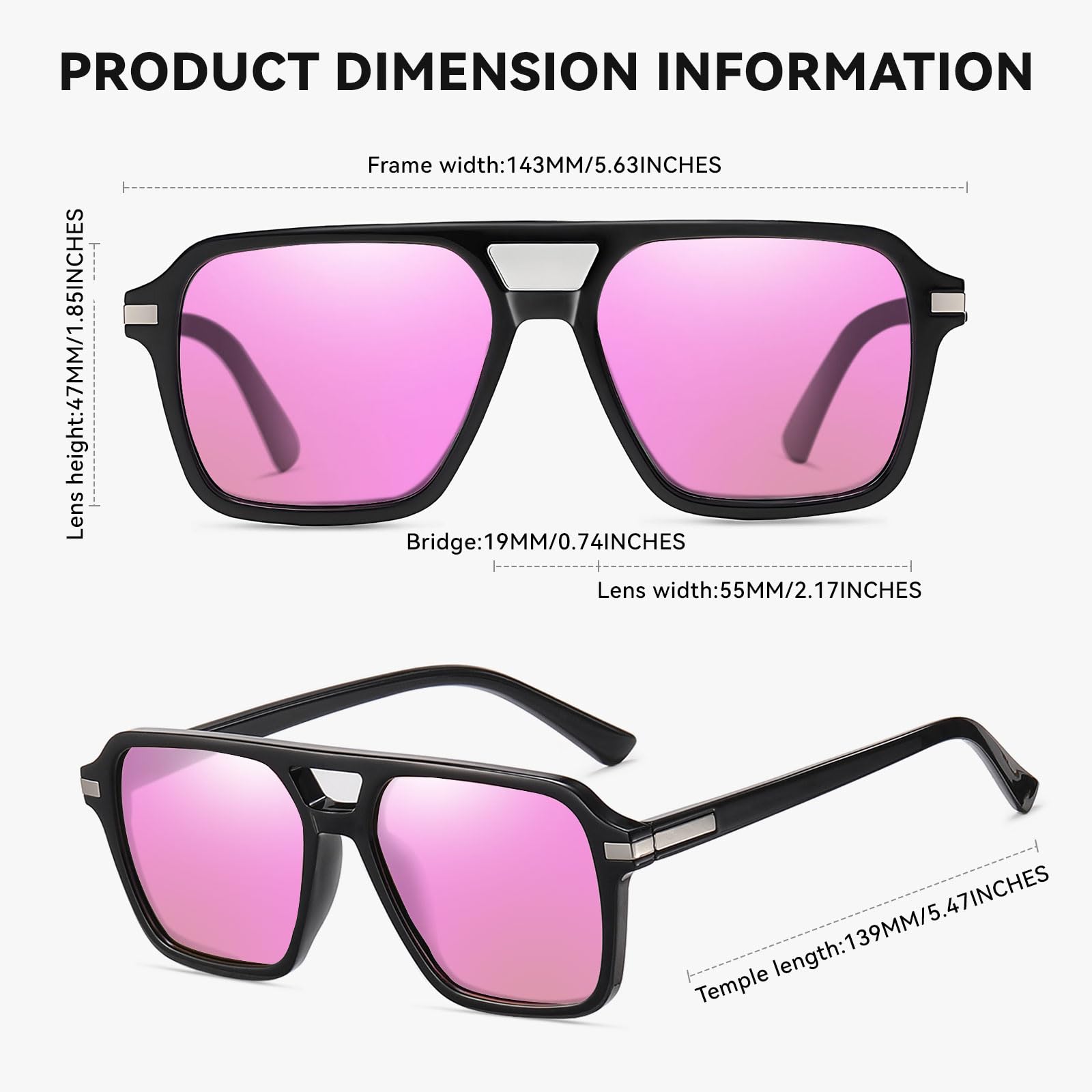 HAOLOTA Retro Aviator Sunglasses for Women and Men, Polarized Square Shades UV Protection SG3483