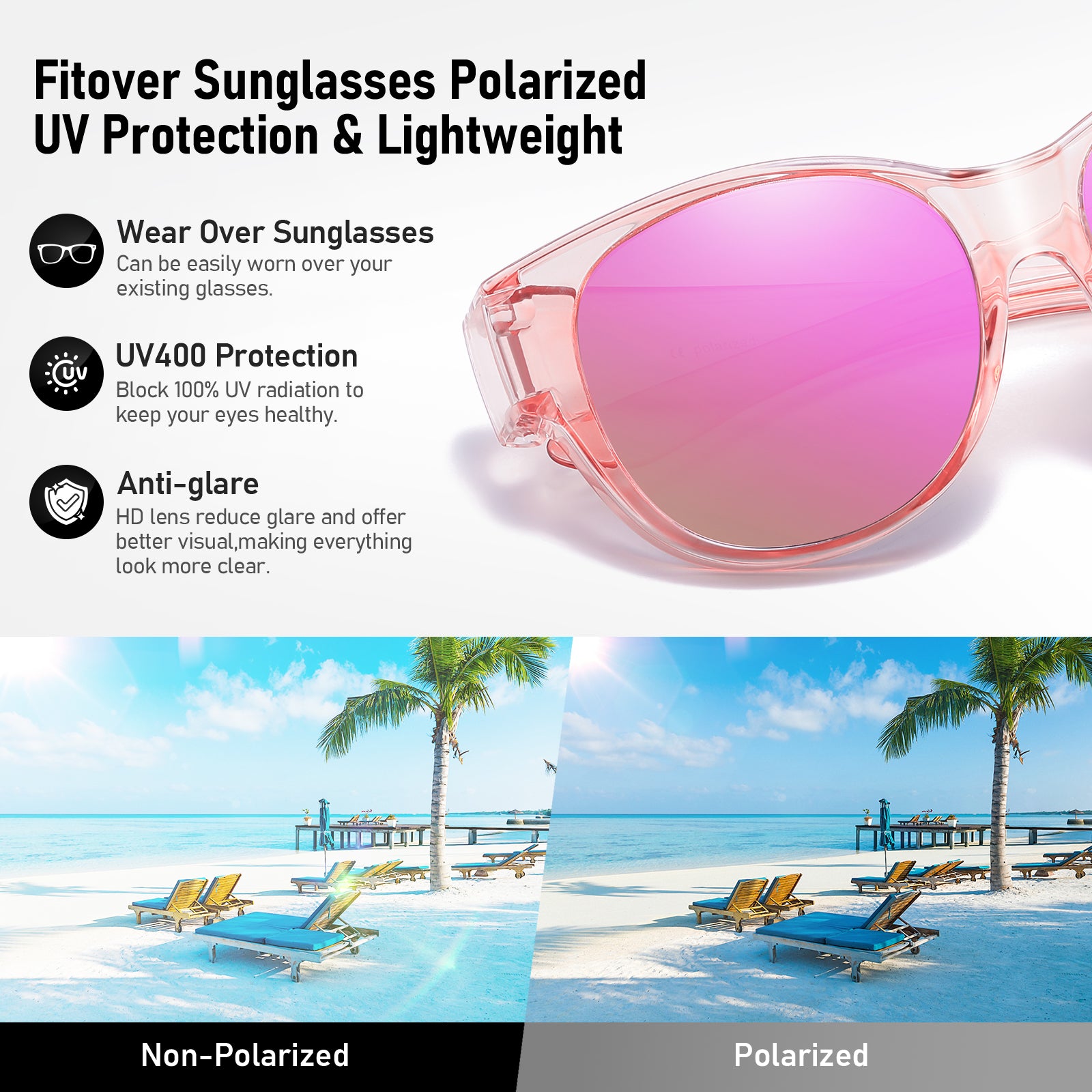 HAOLOTA Cat Eye Sunglasses for Over Glasses Polarized  UV Protection SG0179