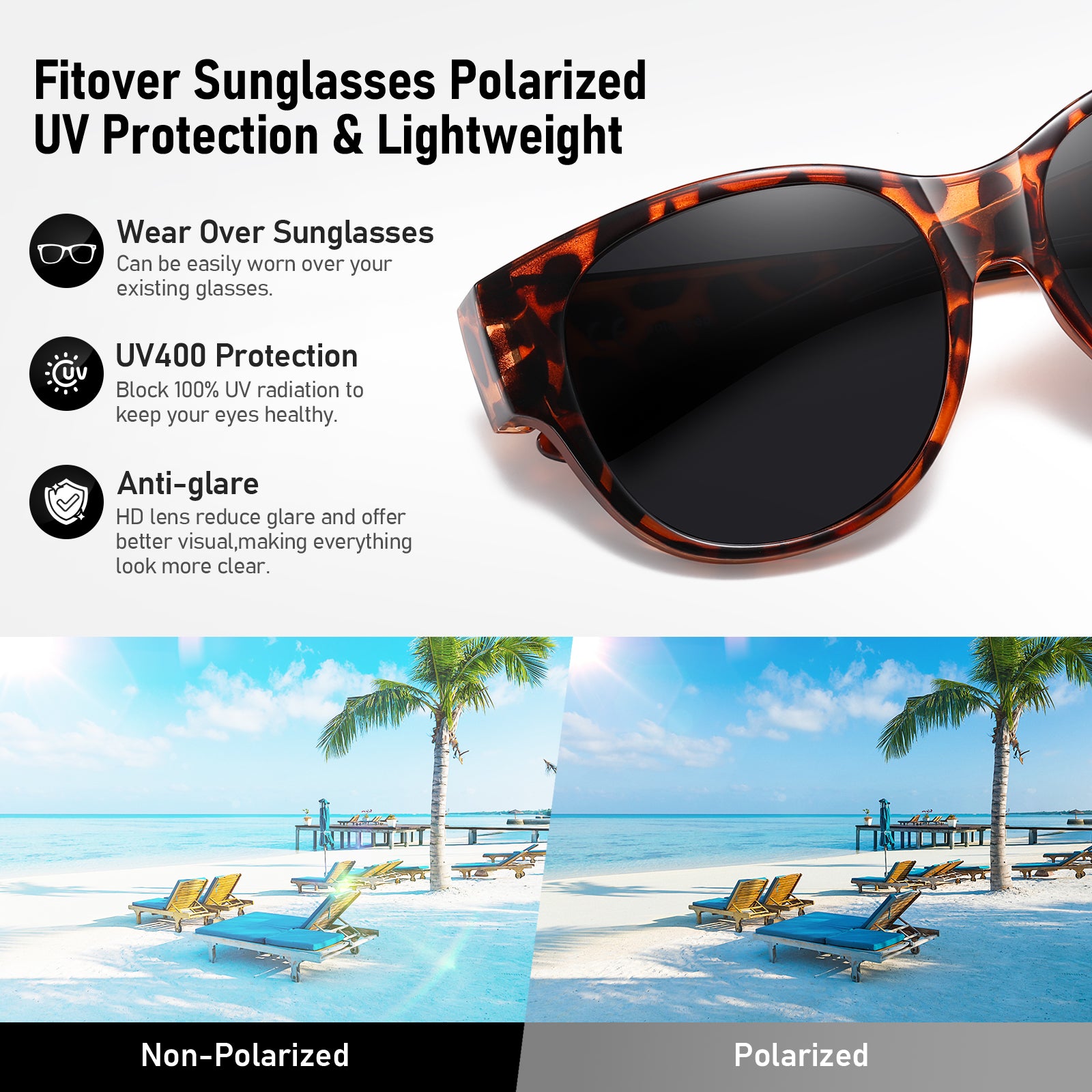 HAOLOTA Cat Eye Sunglasses for Over Glasses Polarized  UV Protection SG0179