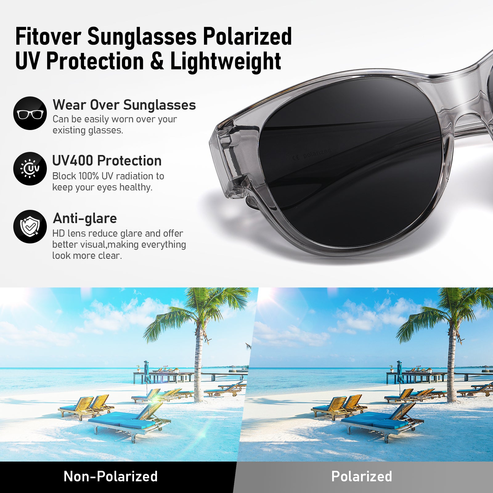 HAOLOTA Cat Eye Sunglasses for Over Glasses Polarized  UV Protection SG0179