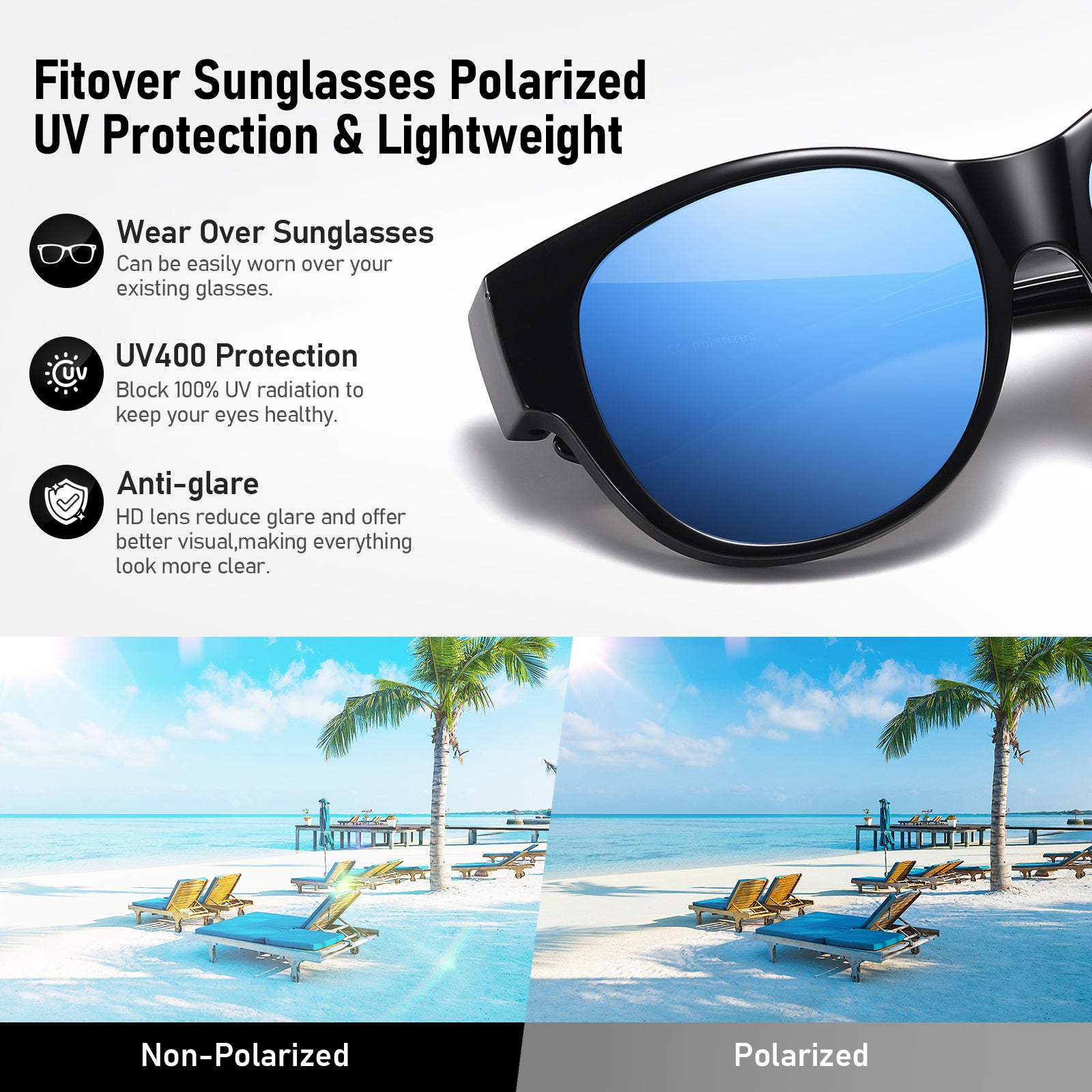 HAOLOTA Cat Eye Sunglasses for Over Glasses Polarized  UV Protection SG0179