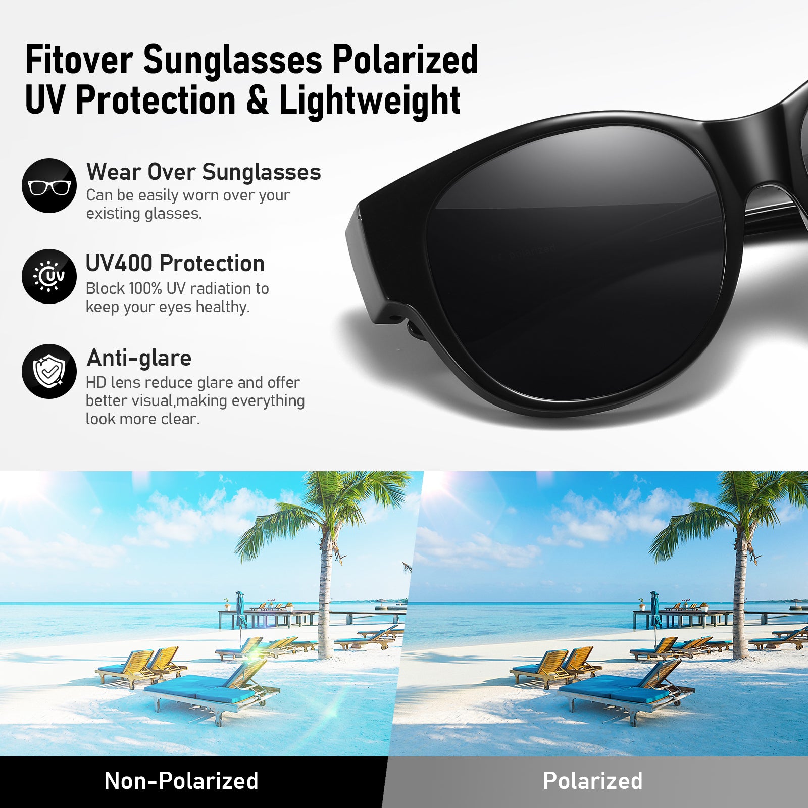 HAOLOTA Cat Eye Sunglasses for Over Glasses Polarized  UV Protection SG0179