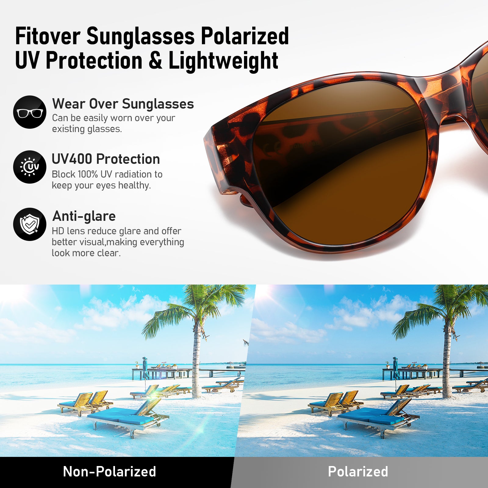 HAOLOTA Cat Eye Sunglasses for Over Glasses Polarized  UV Protection SG0179