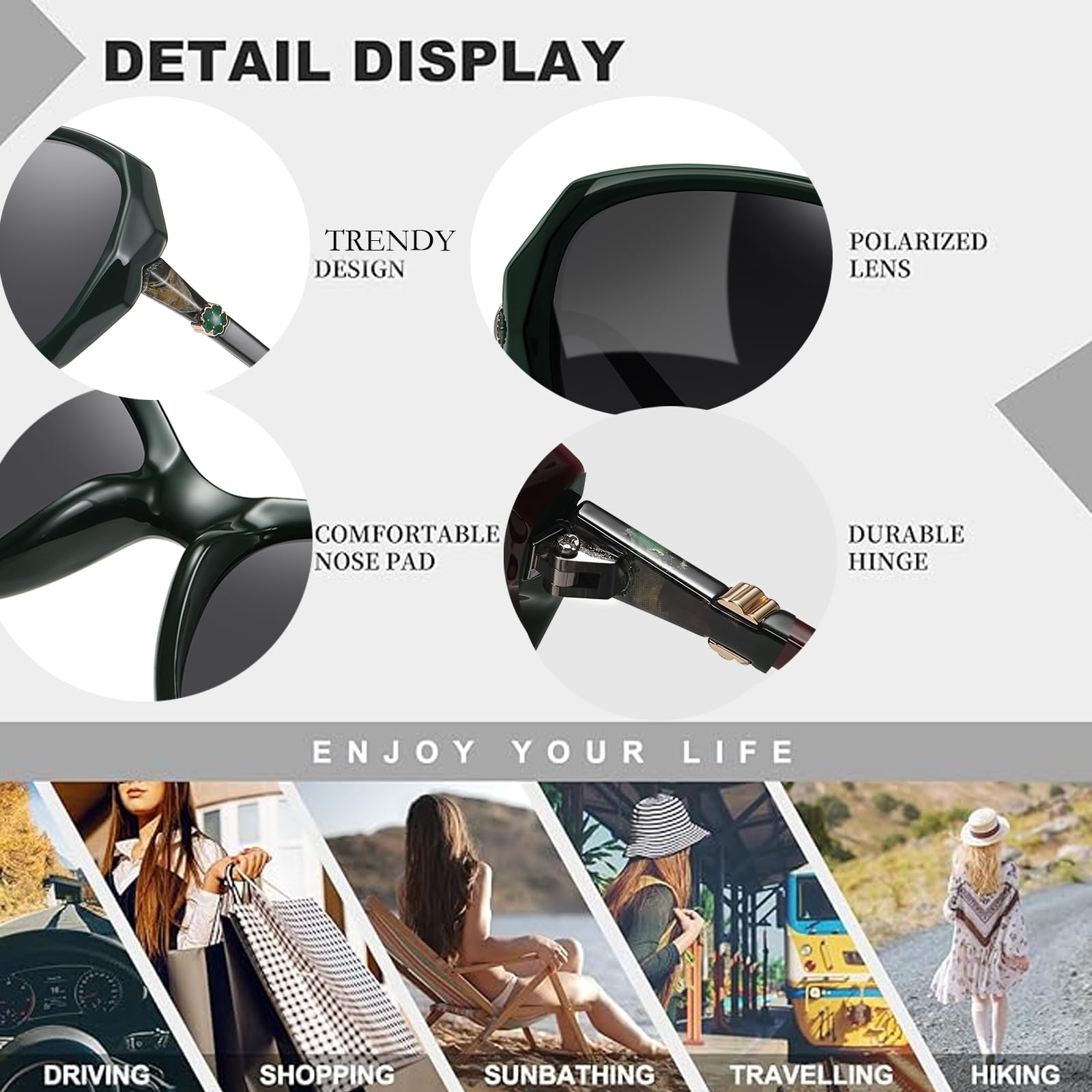 HAOLOTA Oversized Sunglasses Womens Polarized Trendy Sun Glasses Shades UV400 Protection SG9402