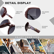 HAOLOTA Oversized Sunglasses Womens Polarized Trendy Sun Glasses Shades UV400 Protection SG9402
