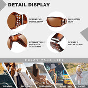 HAOLOTA Women's Polarized Rhinestone Sunglasses - Elegant Rectangle Frame with Bling UV400 SG0010