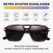 HAOLOTA Retro Aviator Sunglasses for Women and Men, Polarized Square Shades UV Protection SG3483