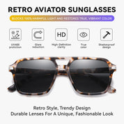 HAOLOTA Retro Aviator Sunglasses for Women and Men, Polarized Square Shades UV Protection SG3483