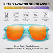 HAOLOTA Retro Aviator Sunglasses for Women and Men, Polarized Square Shades UV Protection SG3483