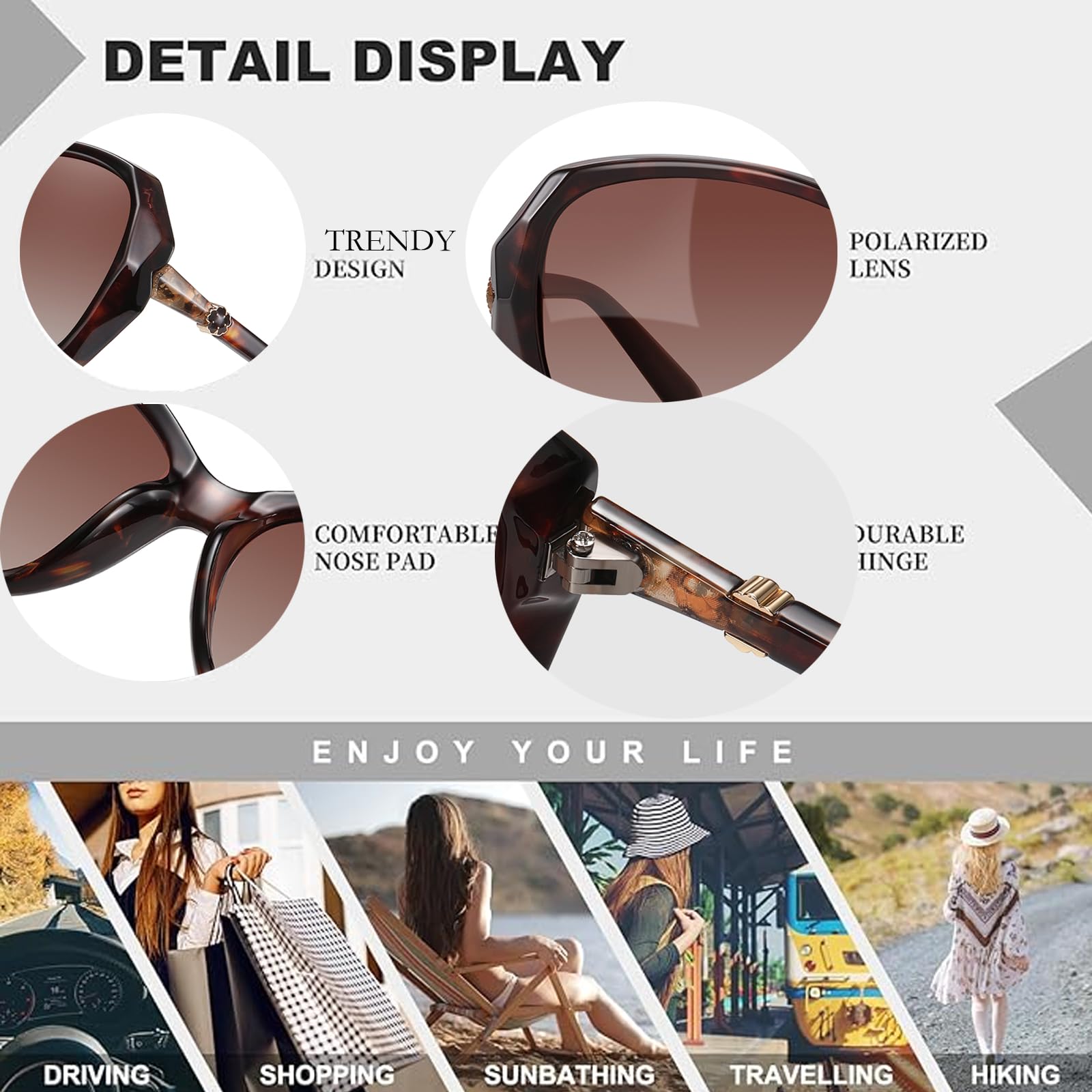 HAOLOTA Oversized Sunglasses Womens Polarized Trendy Sun Glasses Shades UV400 Protection SG9402