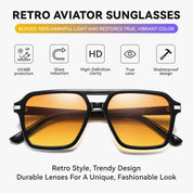 HAOLOTA Retro Aviator Sunglasses for Women and Men, Polarized Square Shades UV Protection SG3483