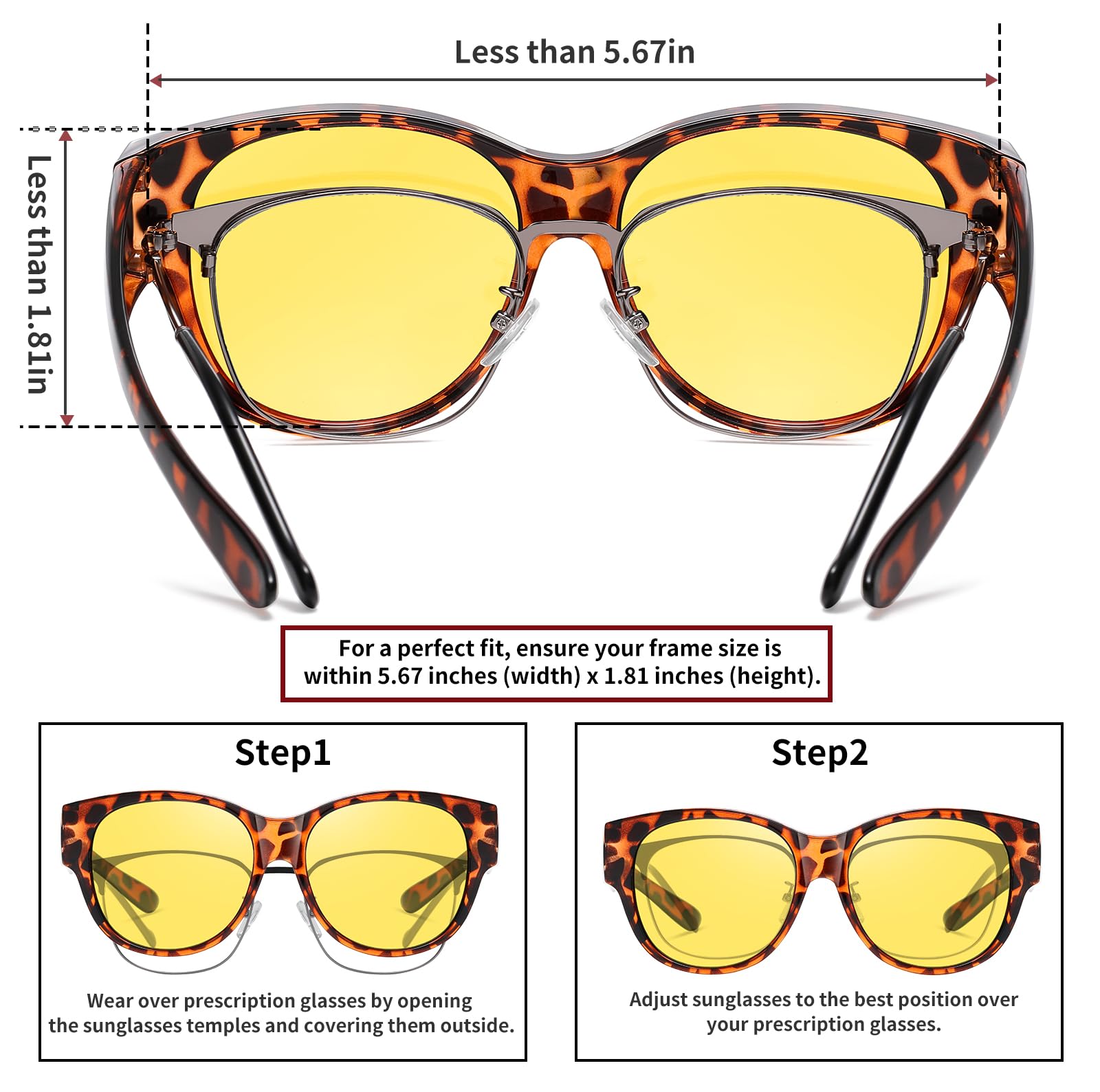 HAOLOTA Polarized Night Vision Driving Glasses Women Fit Over Glasses, Anti Glare NV0179