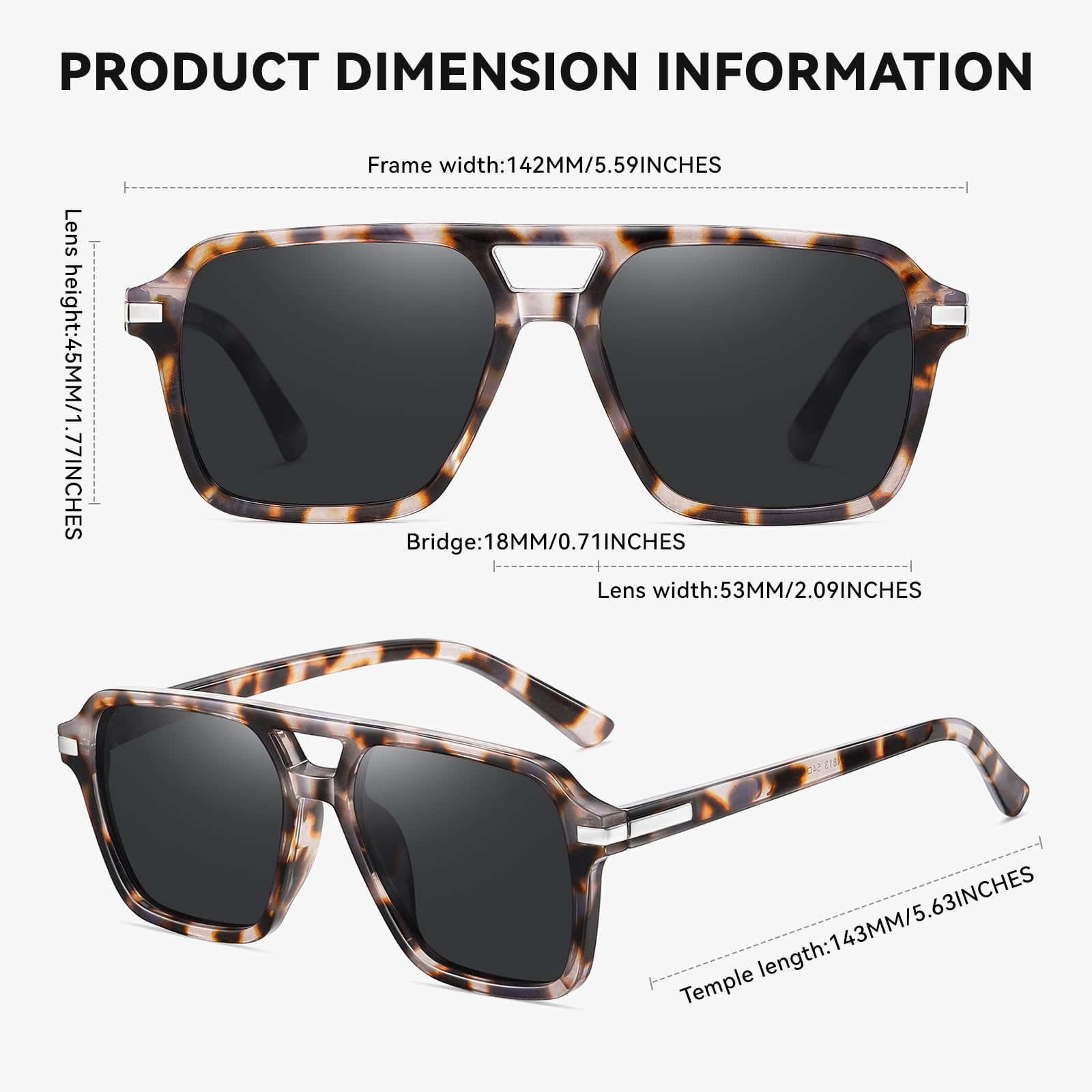 HAOLOTA Retro Aviator Sunglasses for Women and Men, Polarized Square Shades UV Protection SG3483