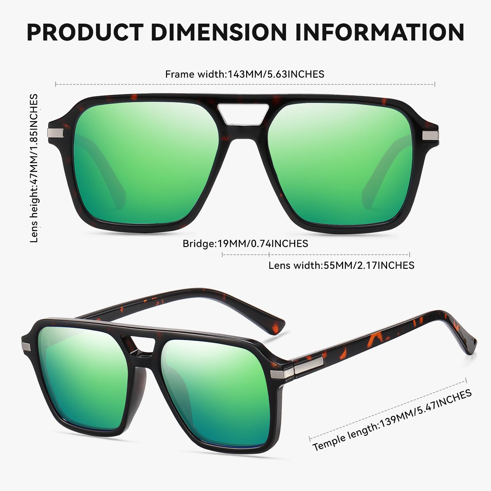 HAOLOTA Retro Aviator Sunglasses for Women and Men, Polarized Square Shades UV Protection SG3483