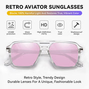 HAOLOTA Retro Aviator Sunglasses for Women and Men, Polarized Square Shades UV Protection SG3483