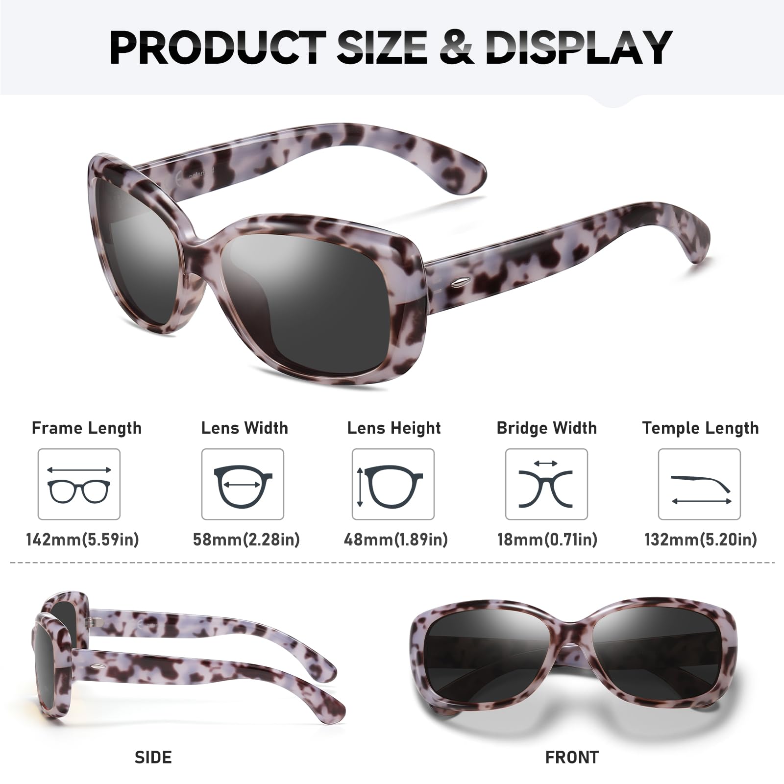 HAOLOTA Polarized Sunglasses Women Vintage Designer Sunglasses Wrap-Around Shapes UV400 SG0010