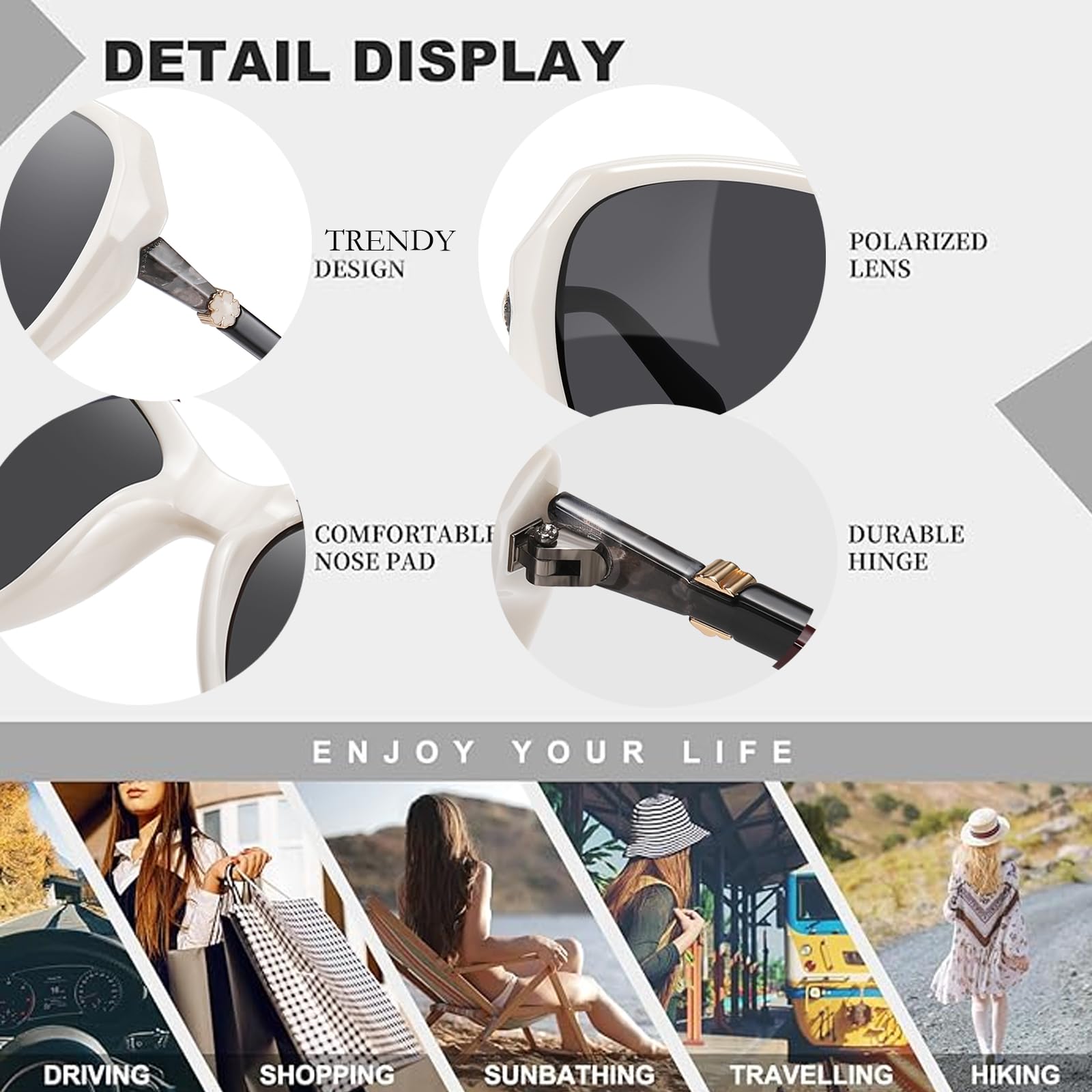 HAOLOTA Oversized Sunglasses Womens Polarized Trendy Sun Glasses Shades UV400 Protection SG9402