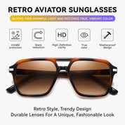 HAOLOTA Retro Aviator Sunglasses for Women and Men, Polarized Square Shades UV Protection SG3483