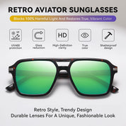 HAOLOTA Retro Aviator Sunglasses for Women and Men, Polarized Square Shades UV Protection SG3483