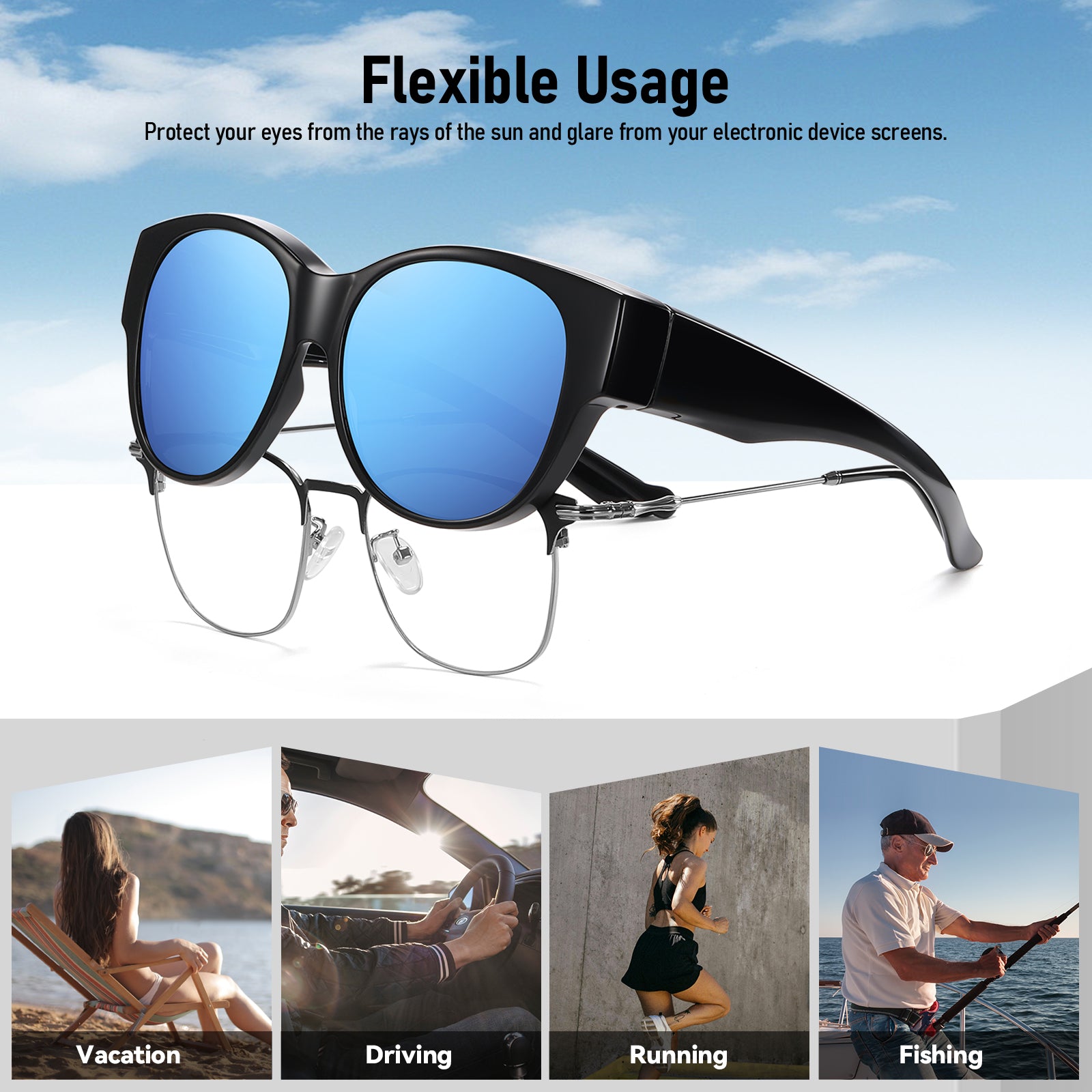 HAOLOTA Cat Eye Sunglasses for Over Glasses Polarized  UV Protection SG0179