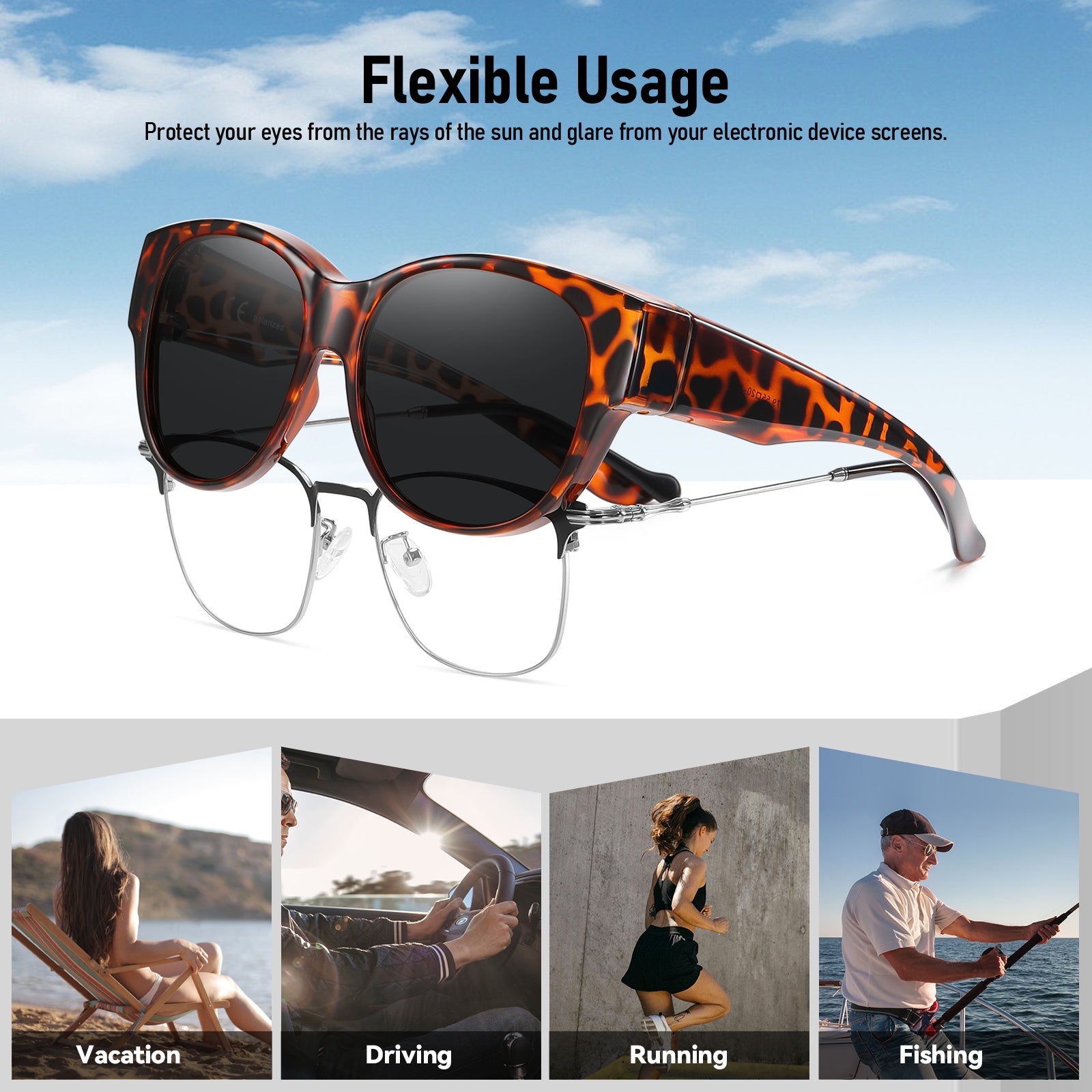 HAOLOTA Cat Eye Sunglasses for Over Glasses Polarized  UV Protection SG0179