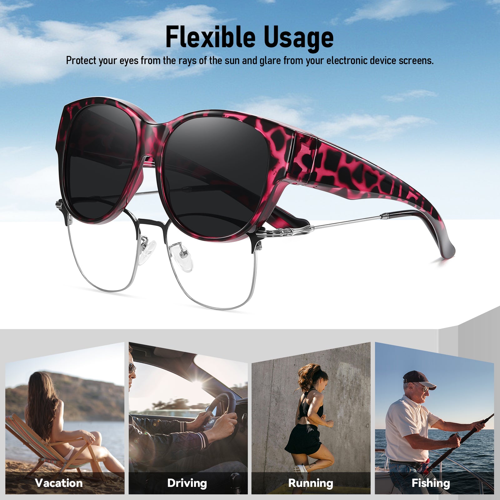 HAOLOTA Cat Eye Sunglasses for Over Glasses Polarized  UV Protection SG0179