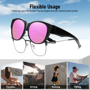 HAOLOTA Cat Eye Sunglasses for Over Glasses Polarized  UV Protection SG0179