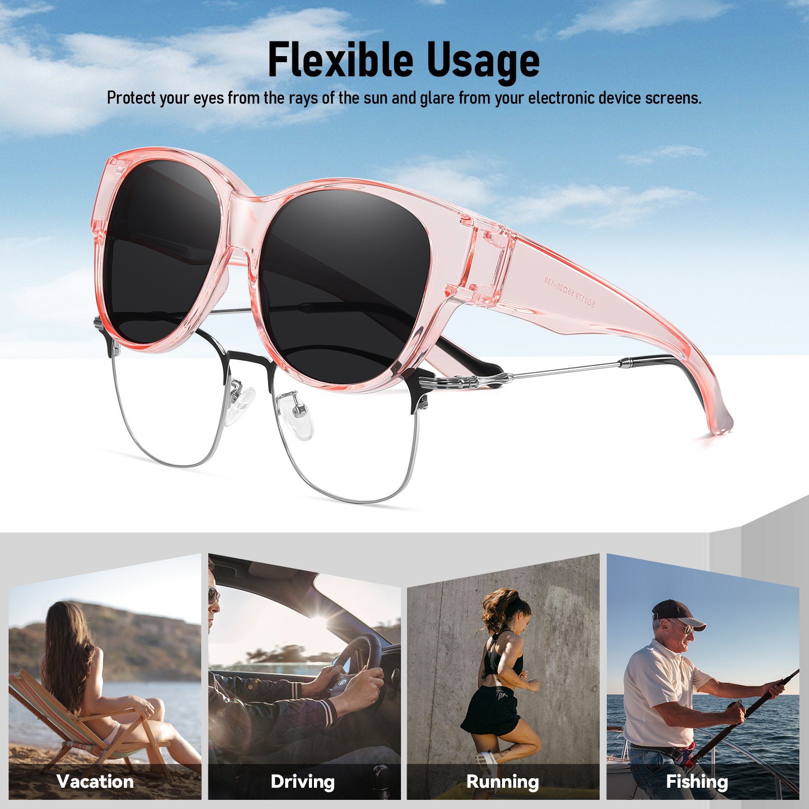 HAOLOTA Cat Eye Sunglasses for Over Glasses Polarized  UV Protection SG0179