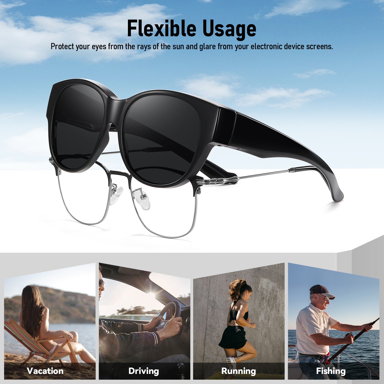 HAOLOTA Cat Eye Sunglasses for Over Glasses Polarized  UV Protection SG0179
