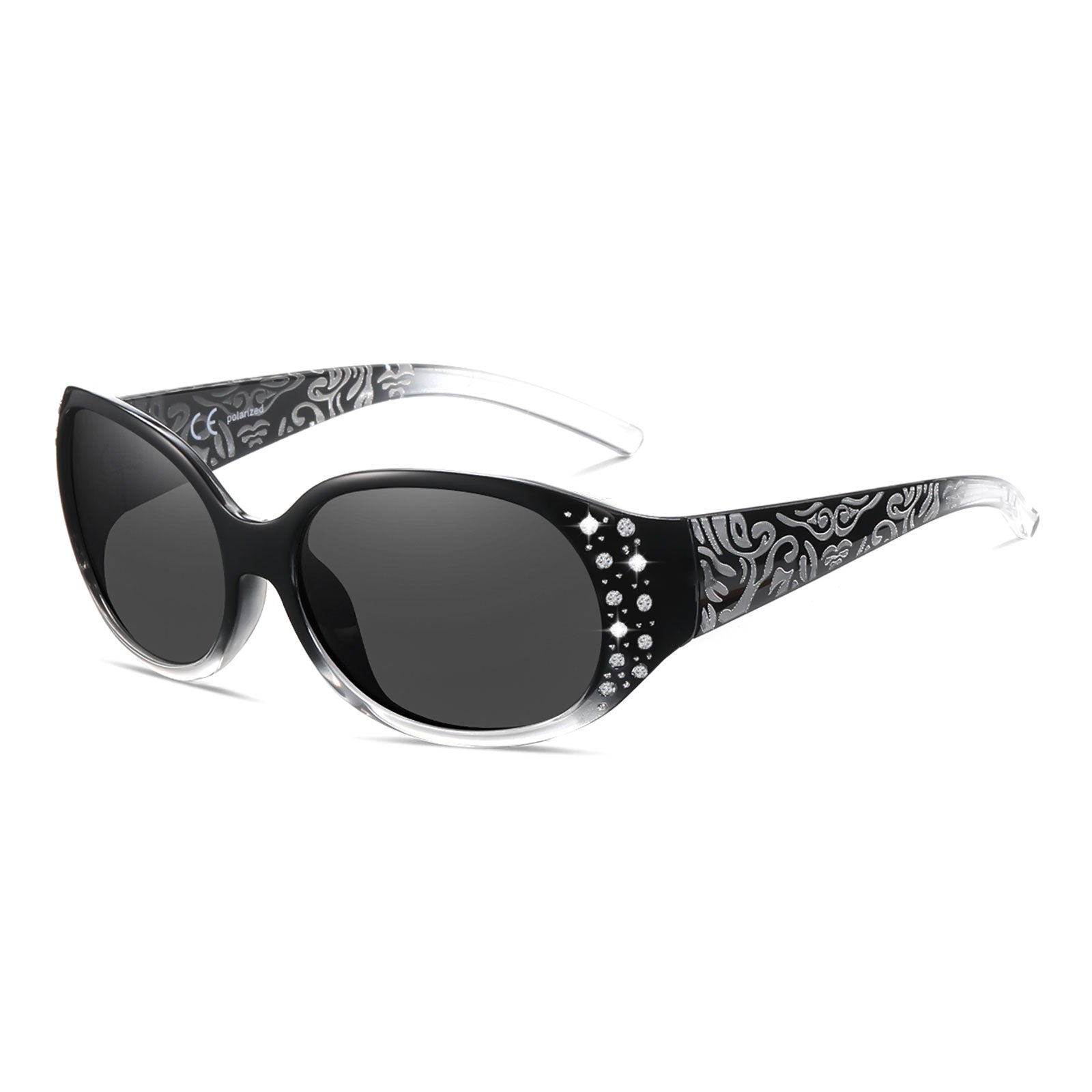 HAOLOTA Polarized Sunglasses for Women Rhinestone Wrap Around SG0008