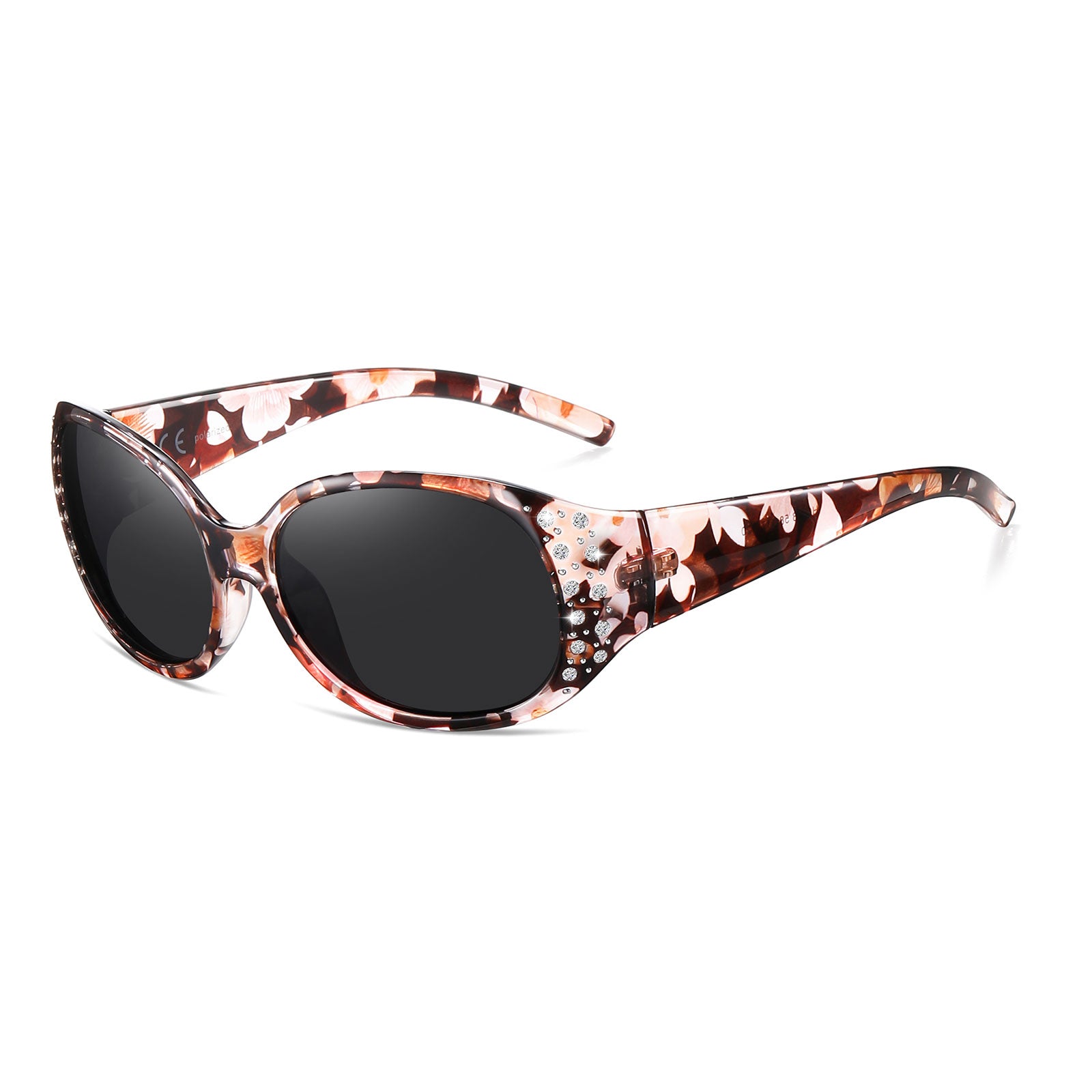 HAOLOTA Polarized Sunglasses for Women Rhinestone Wrap Around SG0008