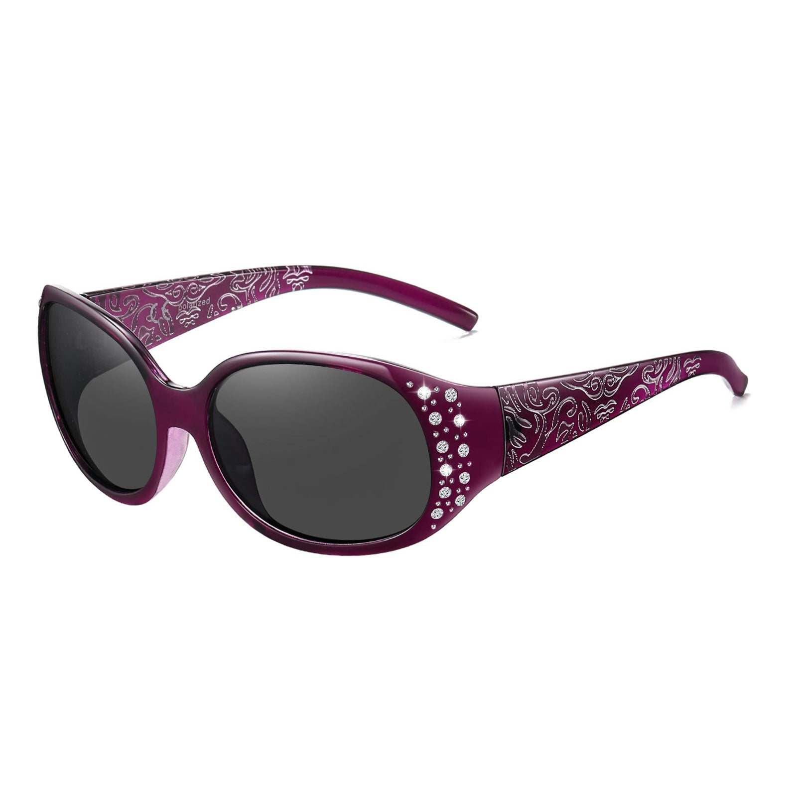 HAOLOTA Polarized Sunglasses for Women Rhinestone Wrap Around SG0008