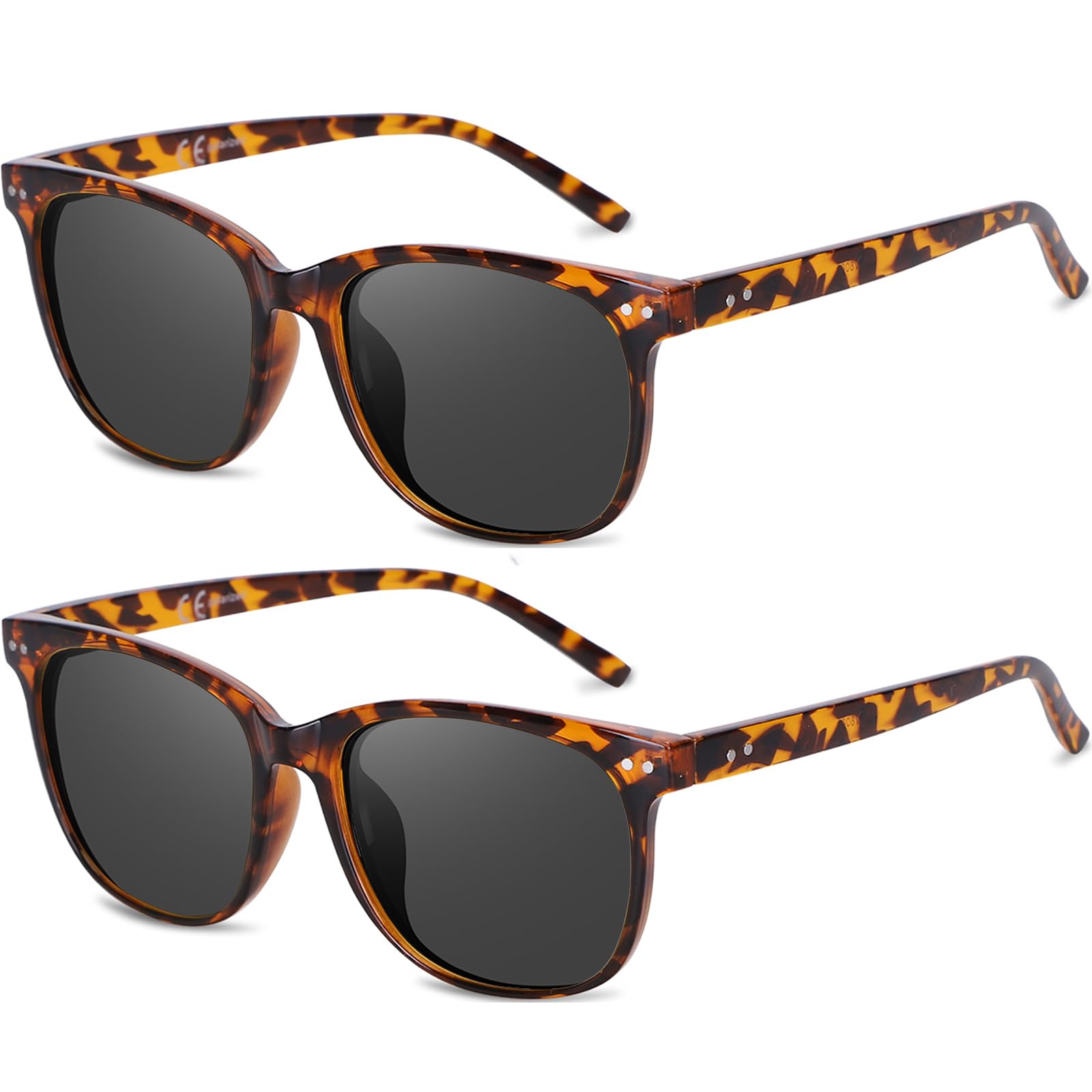 HAOLOTA 2pcs Classic Round Polarized Sunglasses for Women Men Lightweight SG8081-2P