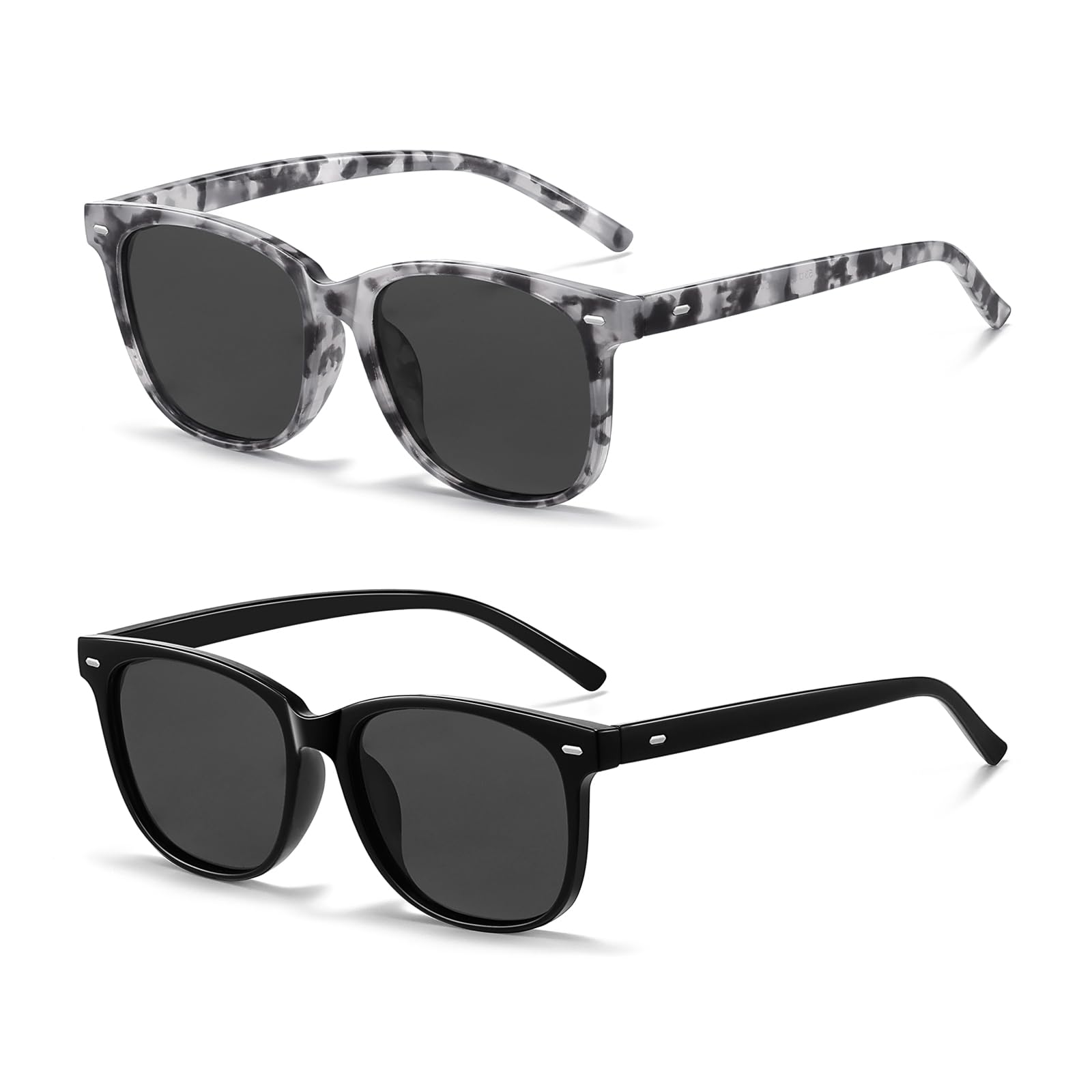 HAOLOTA 2pcs Classic Round Polarized Sunglasses for Women UV400 Protection SG1825-2P