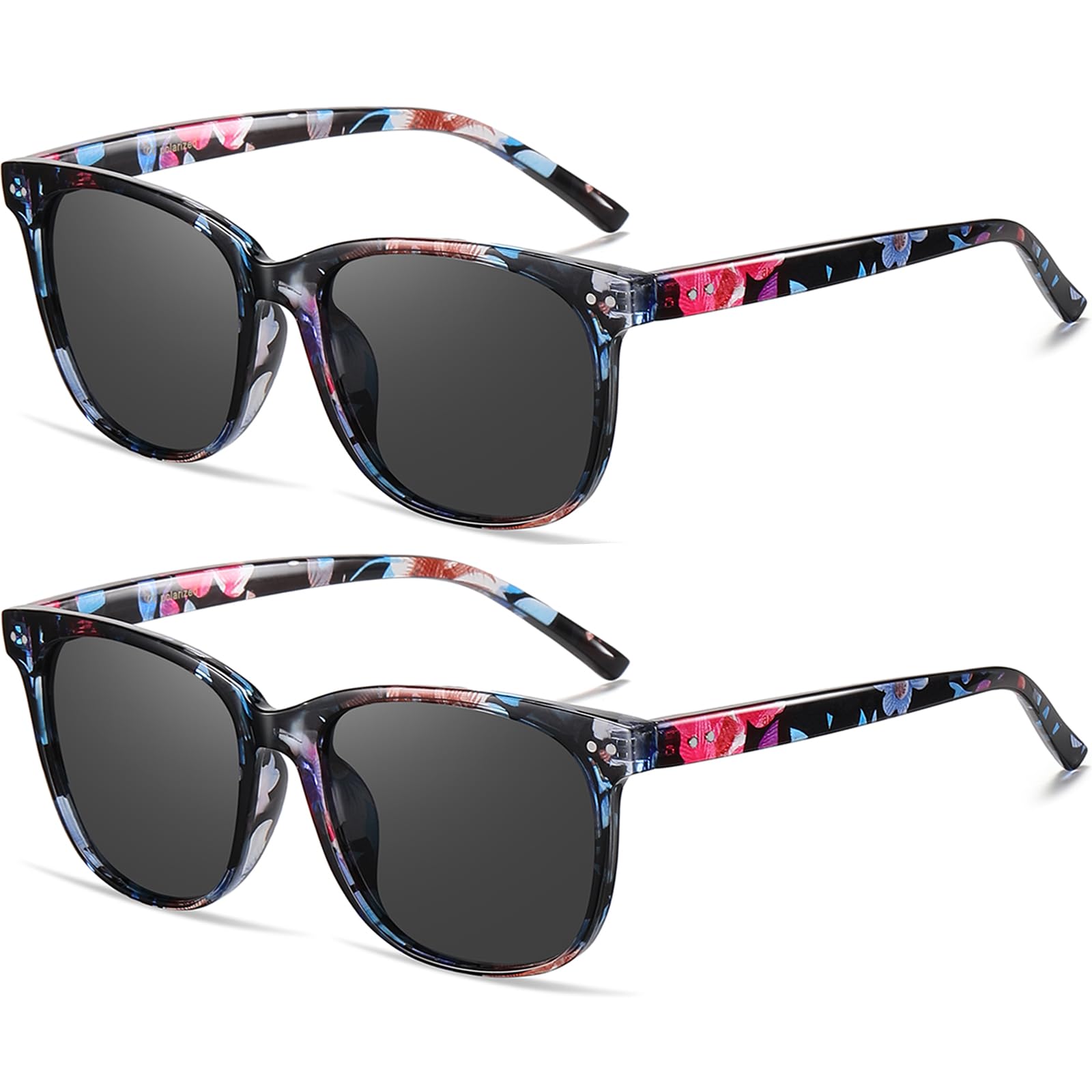 HAOLOTA 2pcs Classic Round Polarized Sunglasses for Women Men Lightweight SG8081-2P