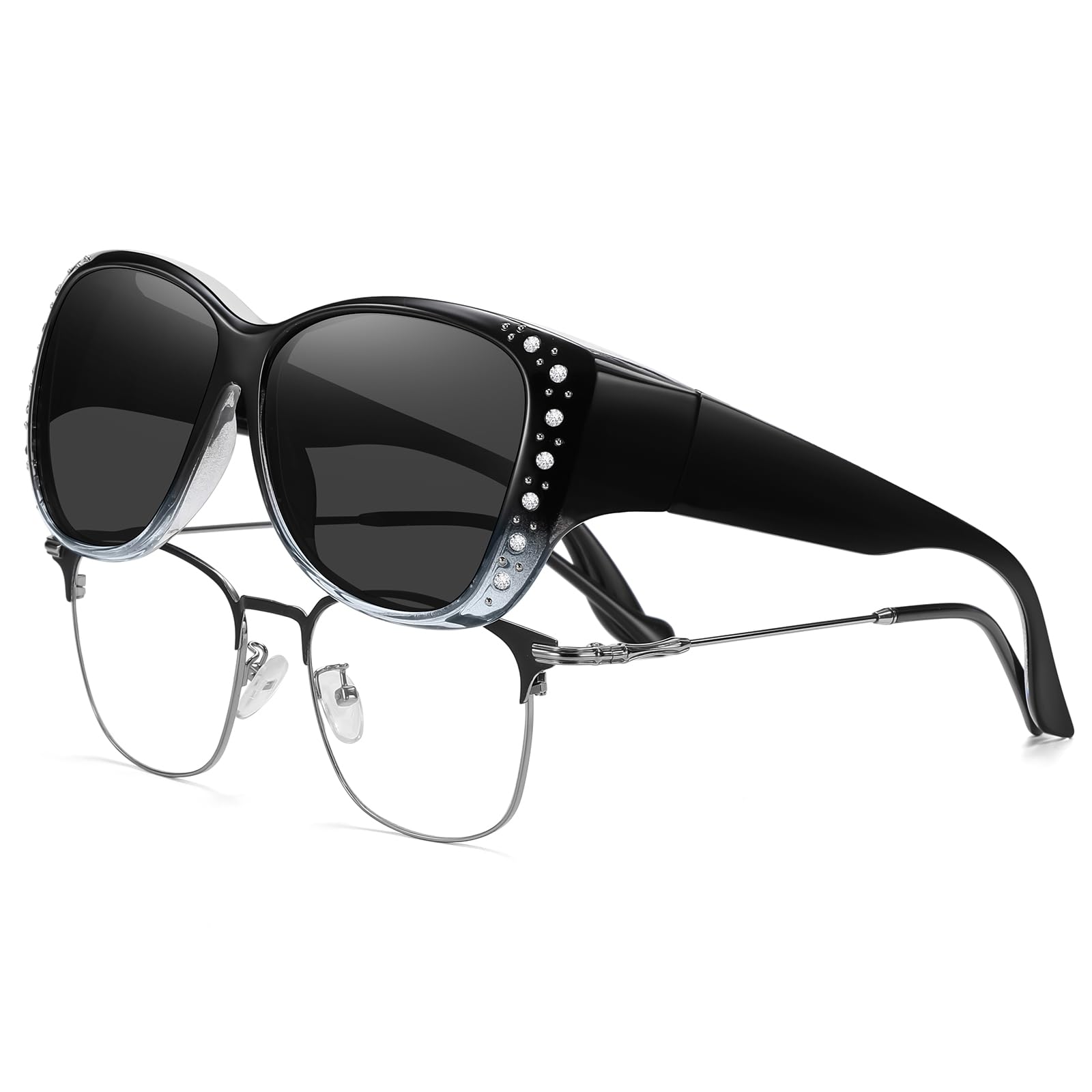 HAOLOTA Women's Polarized Fit Over Sunglasses with RhinestoneUV400 Protection SG0107