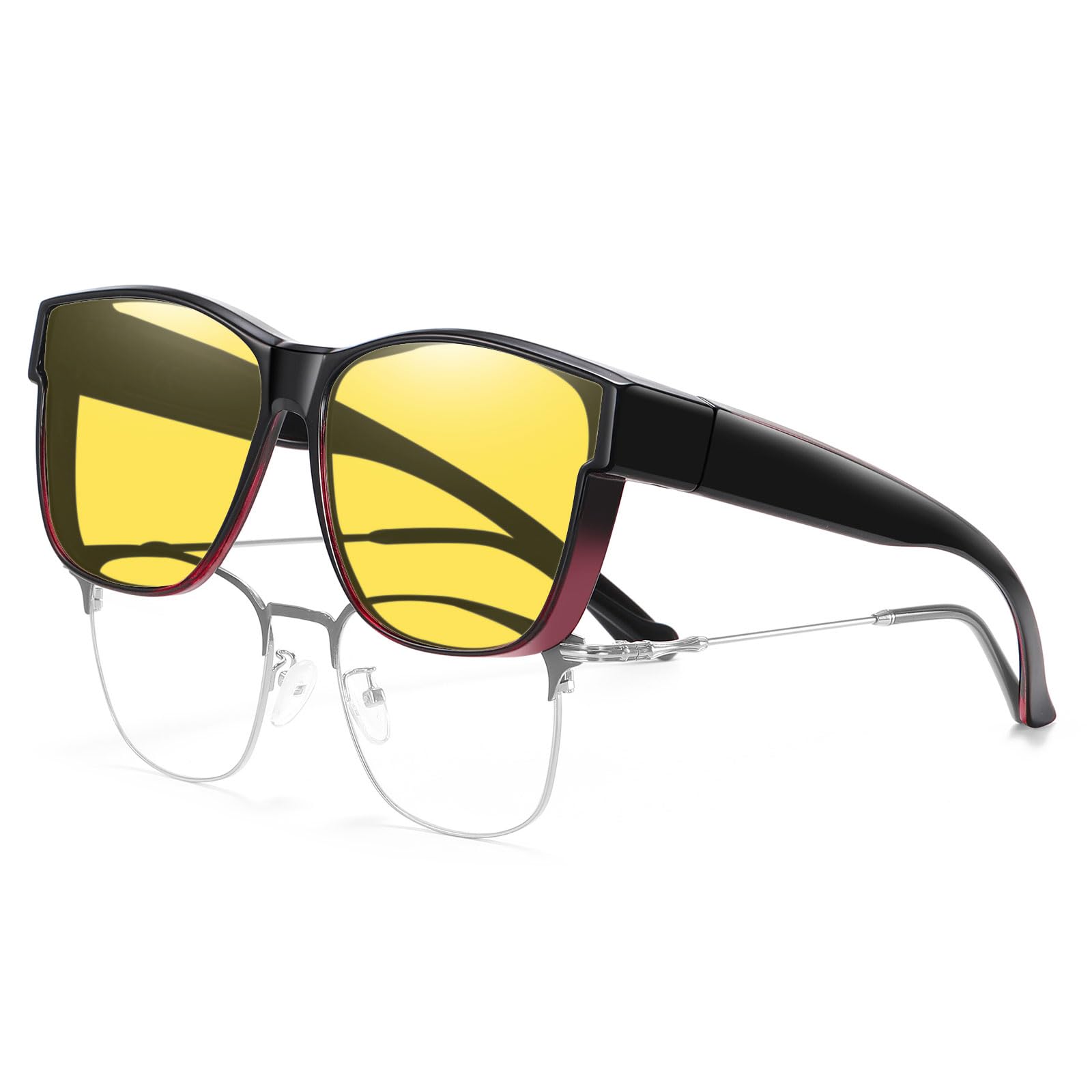 HAOLOTA Night Vision Driving Over Glasses, Nighttime Glasses Men Women Anti Glare NV0174L