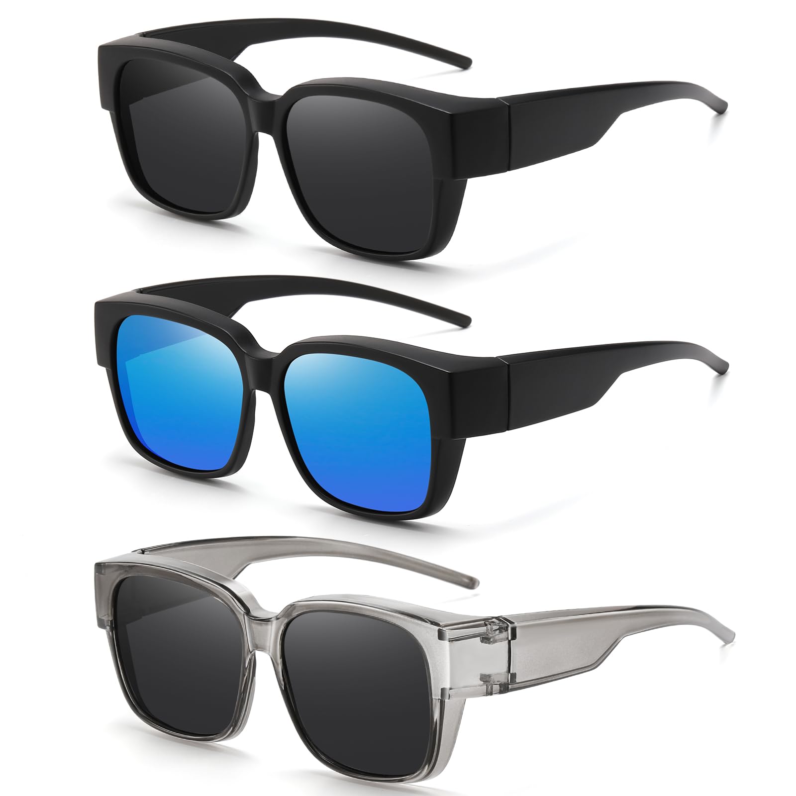 HAOLOTA 3pcs Polarized Fit Over Glasses Sunglasses Men Women UV400 Protection SG1824-3P