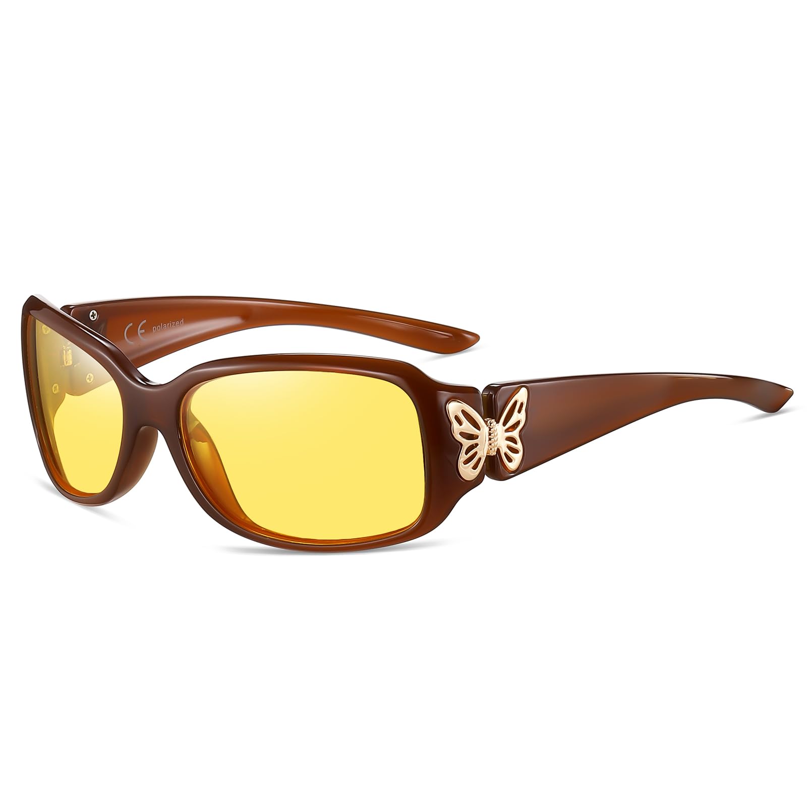 HAOLOTA Women Night Vision Driving Glasses Polarized HD Yellow Tinted Anti Glare NV0012