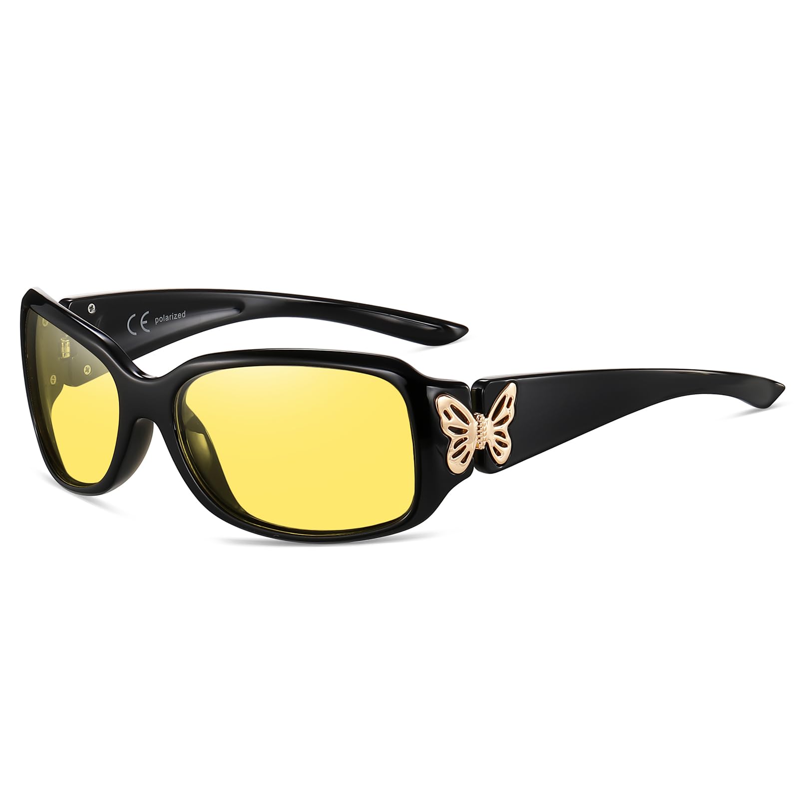 HAOLOTA Women Night Vision Driving Glasses Polarized HD Yellow Tinted Anti Glare NV0012
