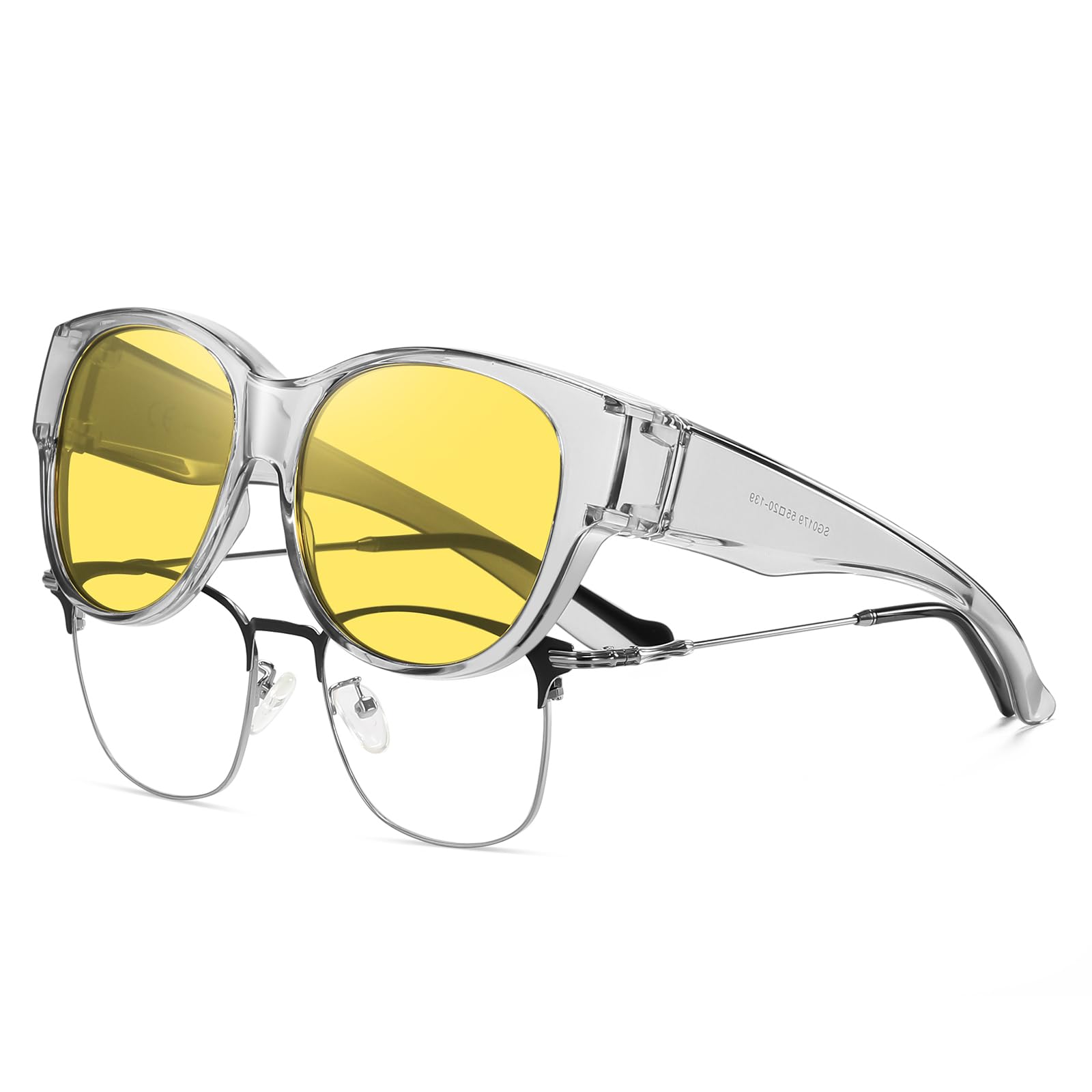 HAOLOTA Polarized Night Vision Driving Glasses Women Fit Over Glasses, Anti Glare NV0179