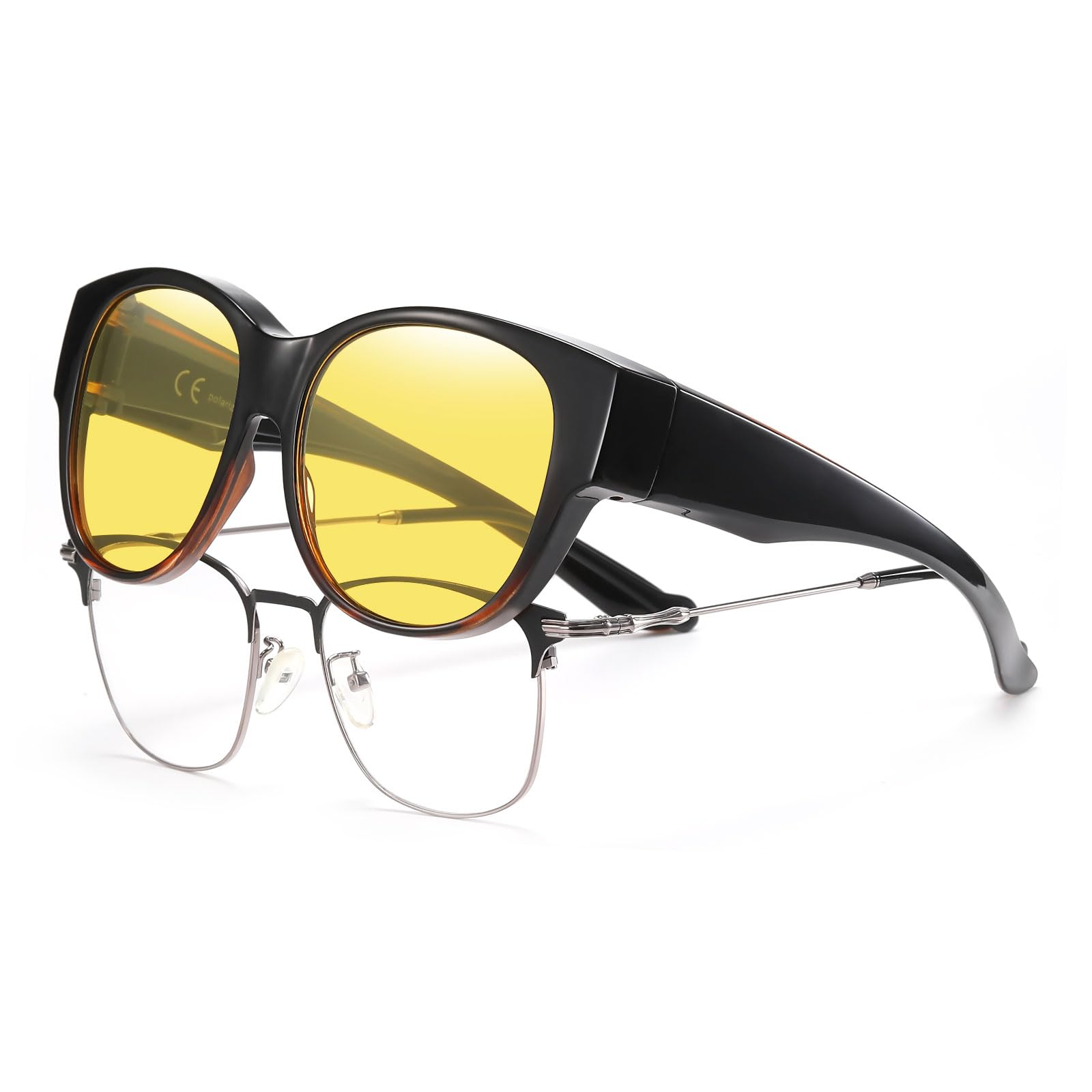 HAOLOTA Polarized Night Vision Driving Glasses Women Fit Over Glasses, Anti Glare NV0179