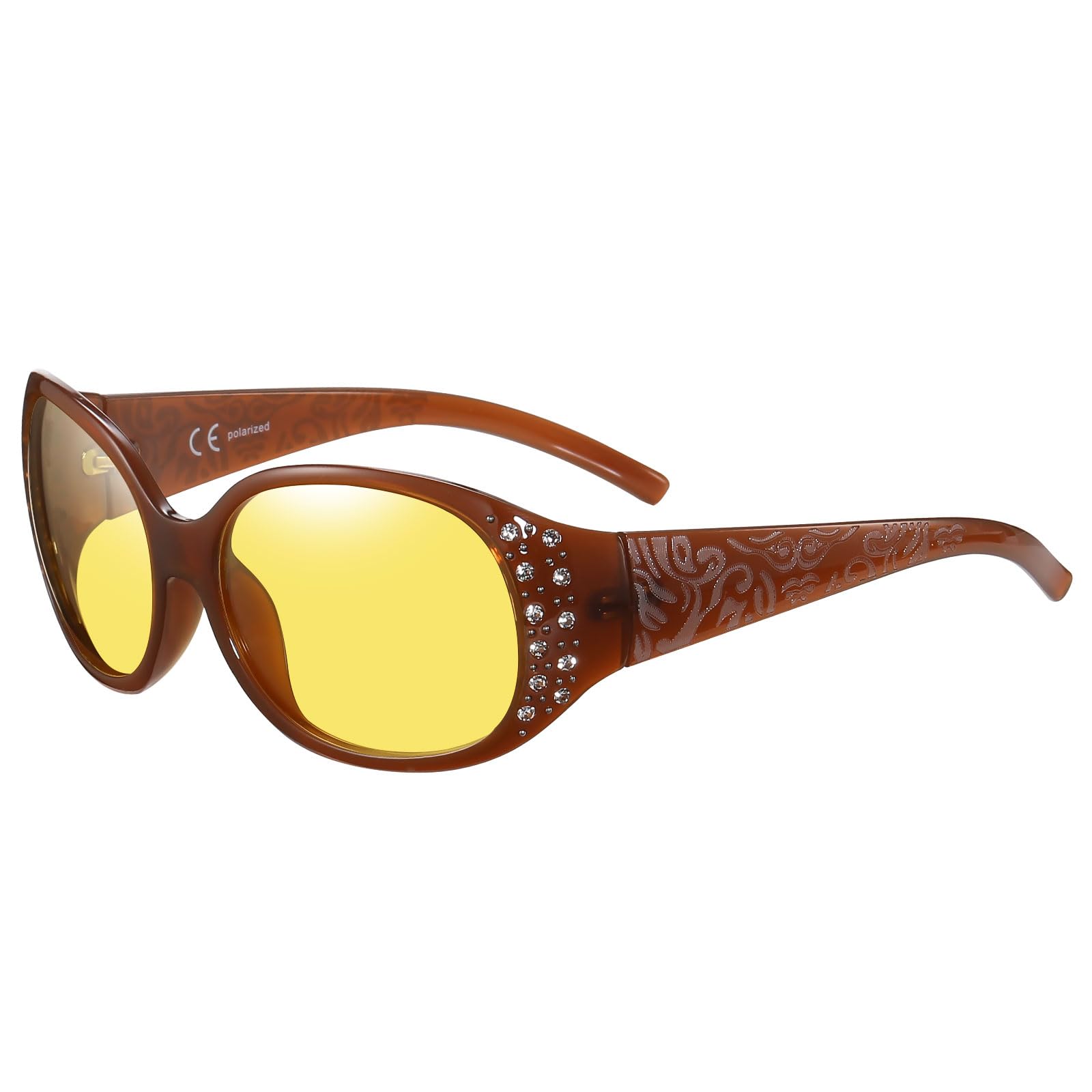 HAOLOTA Women Night Vision Driving Glasses Polarized HD Yellow Tinted Anti Glare NV0008
