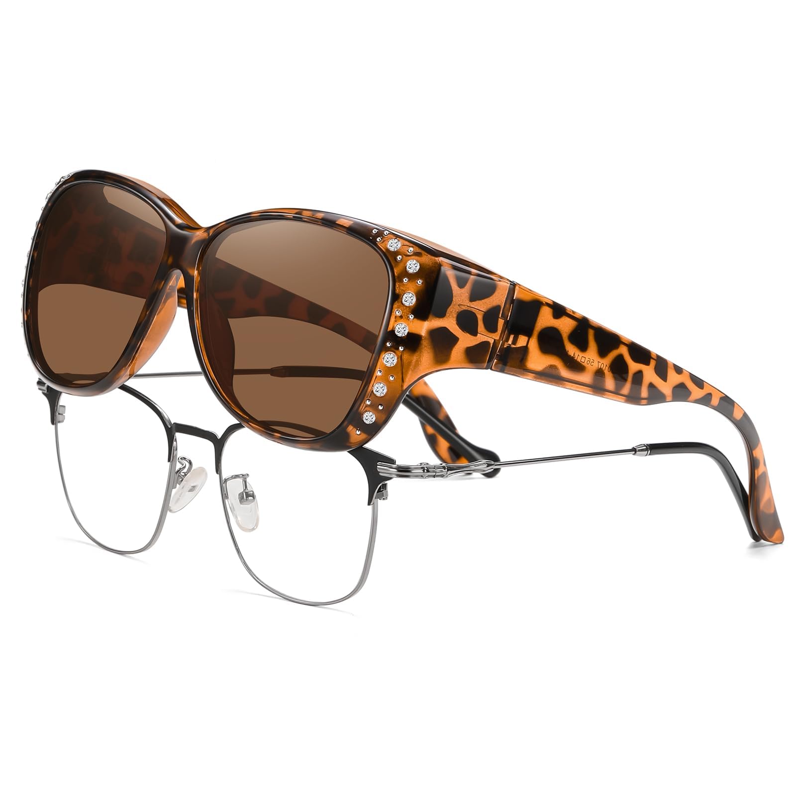 HAOLOTA Women's Polarized Fit Over Sunglasses with RhinestoneUV400 Protection SG0107