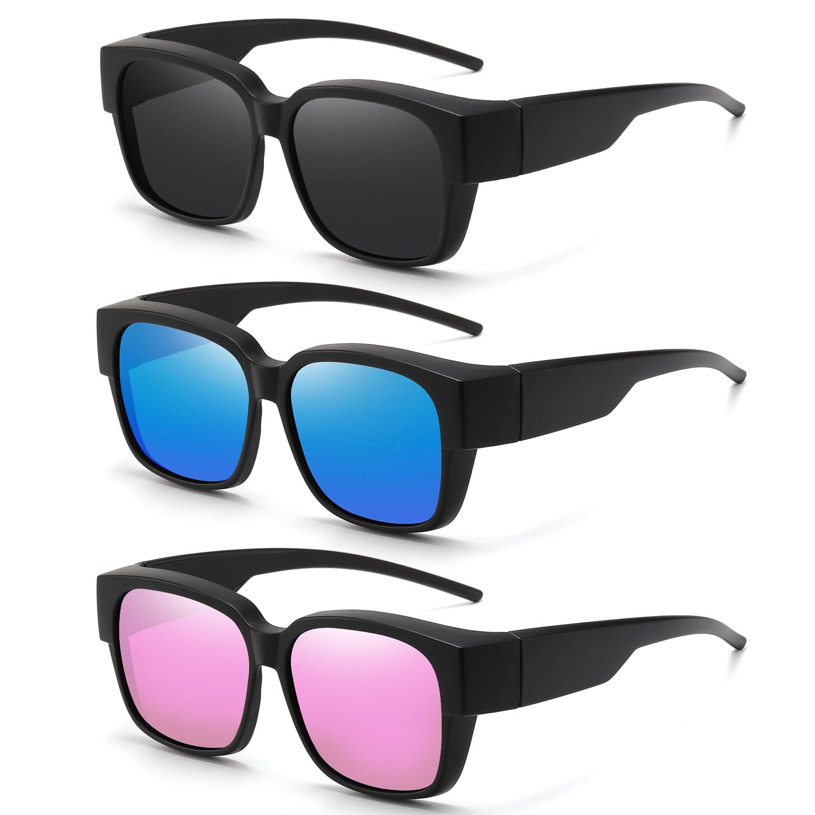 HAOLOTA 3pcs Polarized Fit Over Glasses Sunglasses Men Women UV400 Protection SG1824-3P