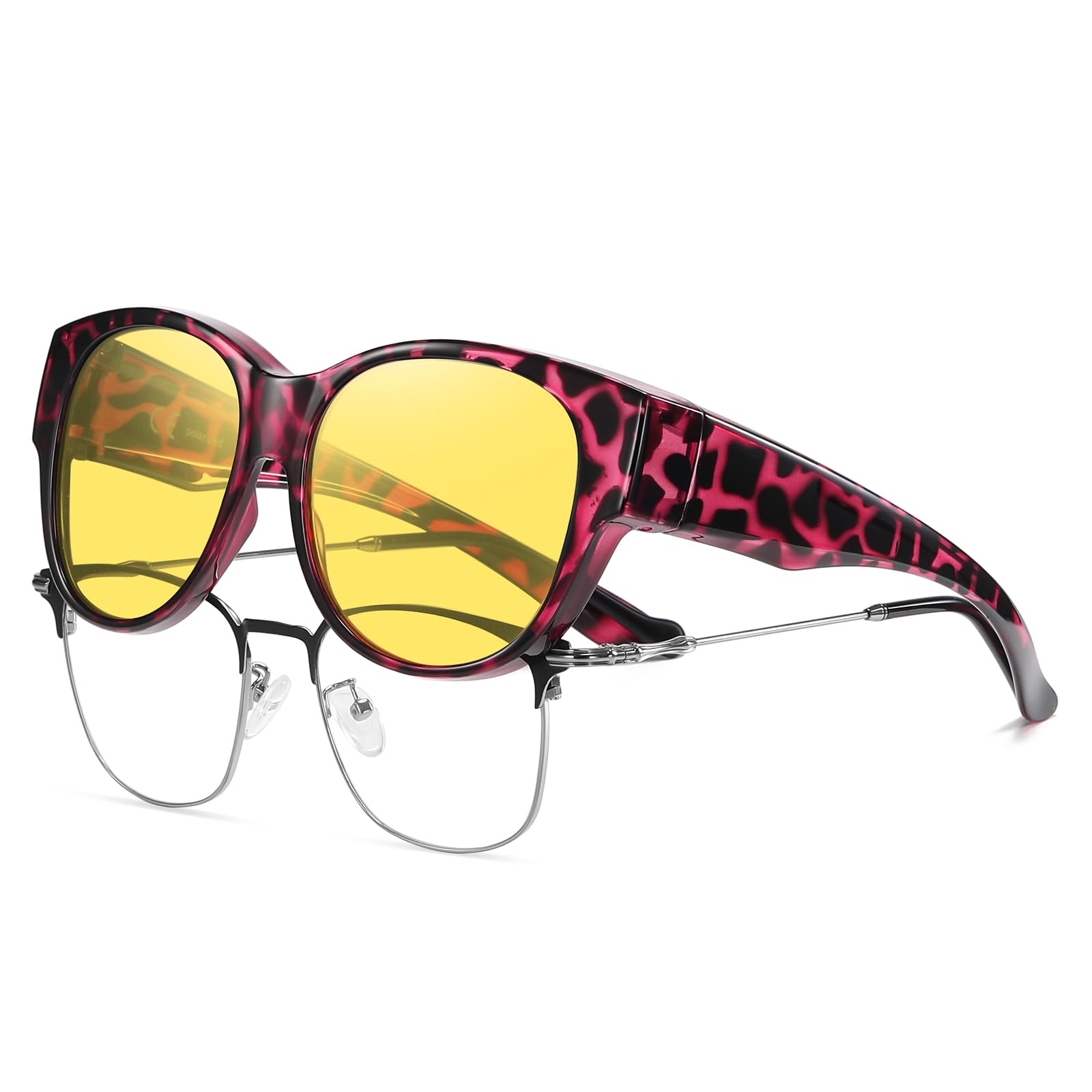 HAOLOTA Polarized Night Vision Driving Glasses Women Fit Over Glasses, Anti Glare NV0179