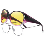 HAOLOTA Polarized Night Vision Driving Glasses Fit Over Glasses for Women, Anti Glare NV0108