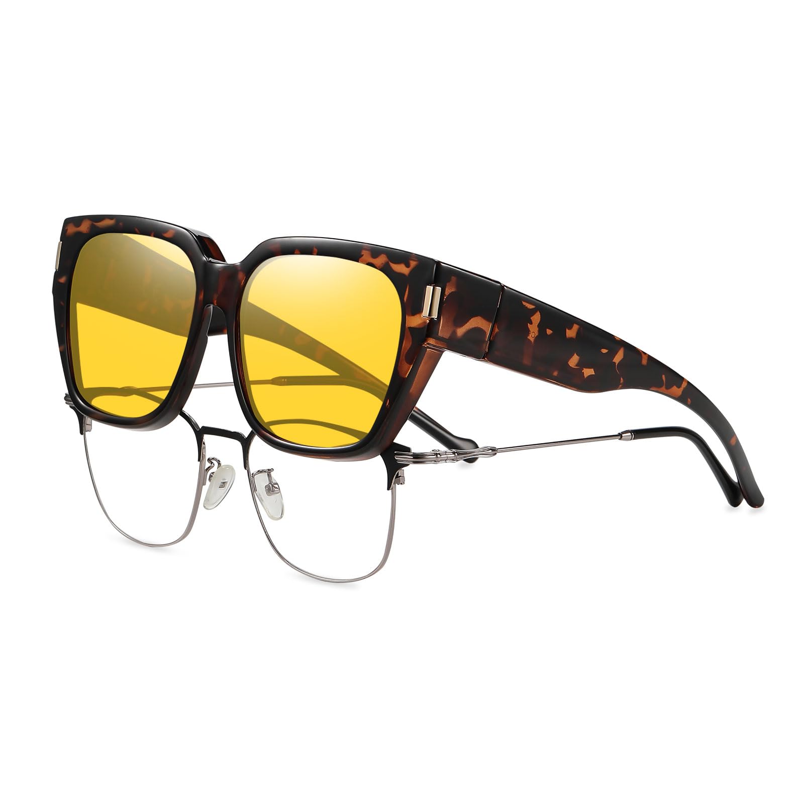 HAOLOTA Polarized Night Vision Driving Glasses for Women Fit over Eyeglasses Anti Glare NV0512